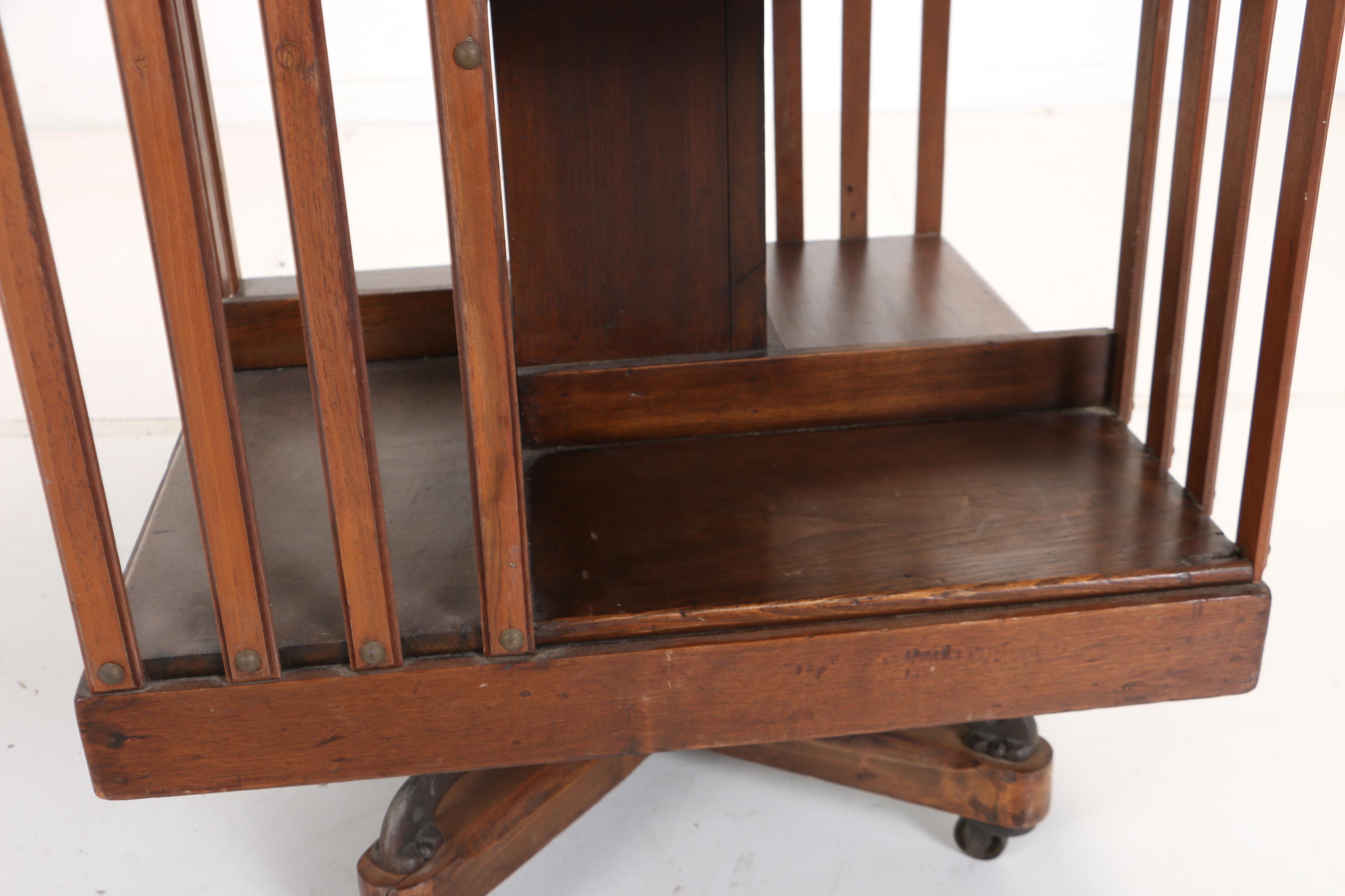 Walnut Four-Tier Revolving Bookcase by John Danner Mfg. Co., Circa 1900