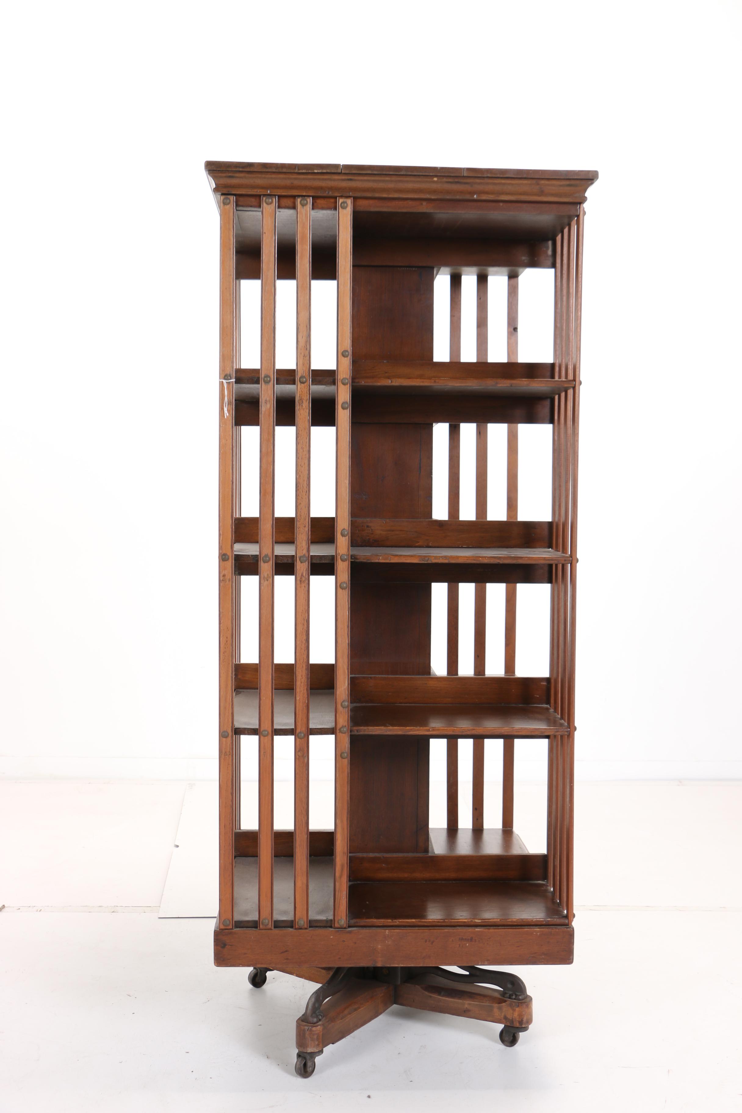 Walnut Four-Tier Revolving Bookcase by John Danner Mfg. Co., Circa 1900