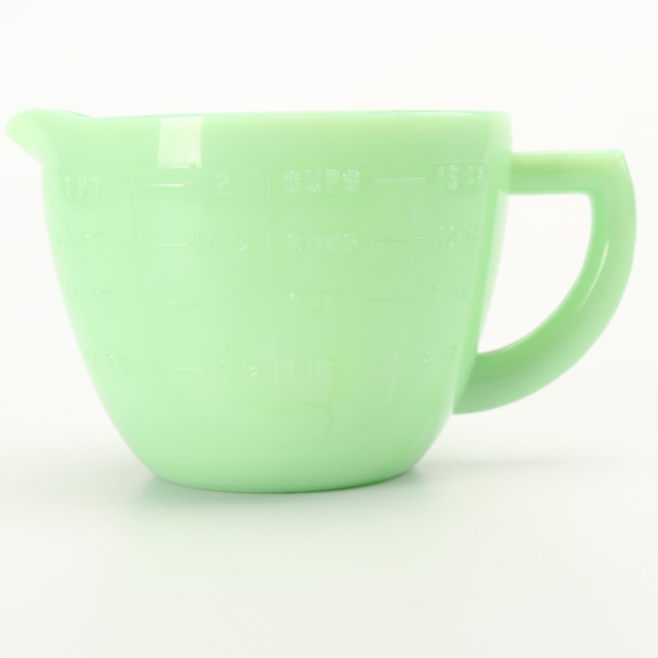 McKee Jadeite Glass Measuring Pitcher, Mid-Century