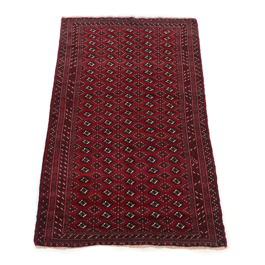 Hand-Knotted Turkoman Bokhara Wool Rug