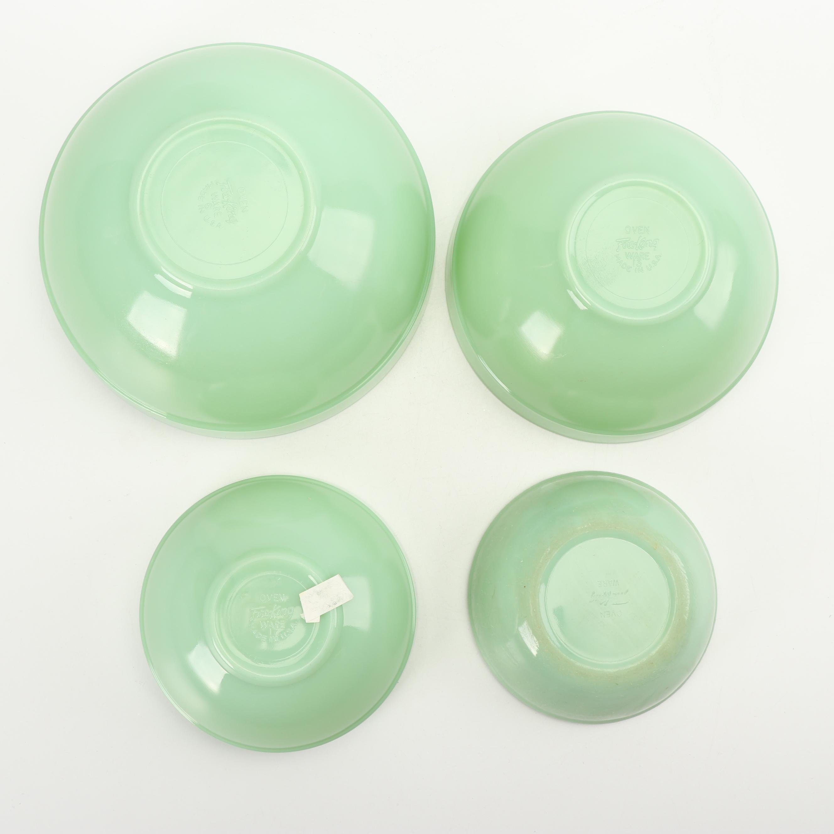 Anchor Hocking Fire King "Jade-ite" Mixing Bowl Set and Cereal Bowl