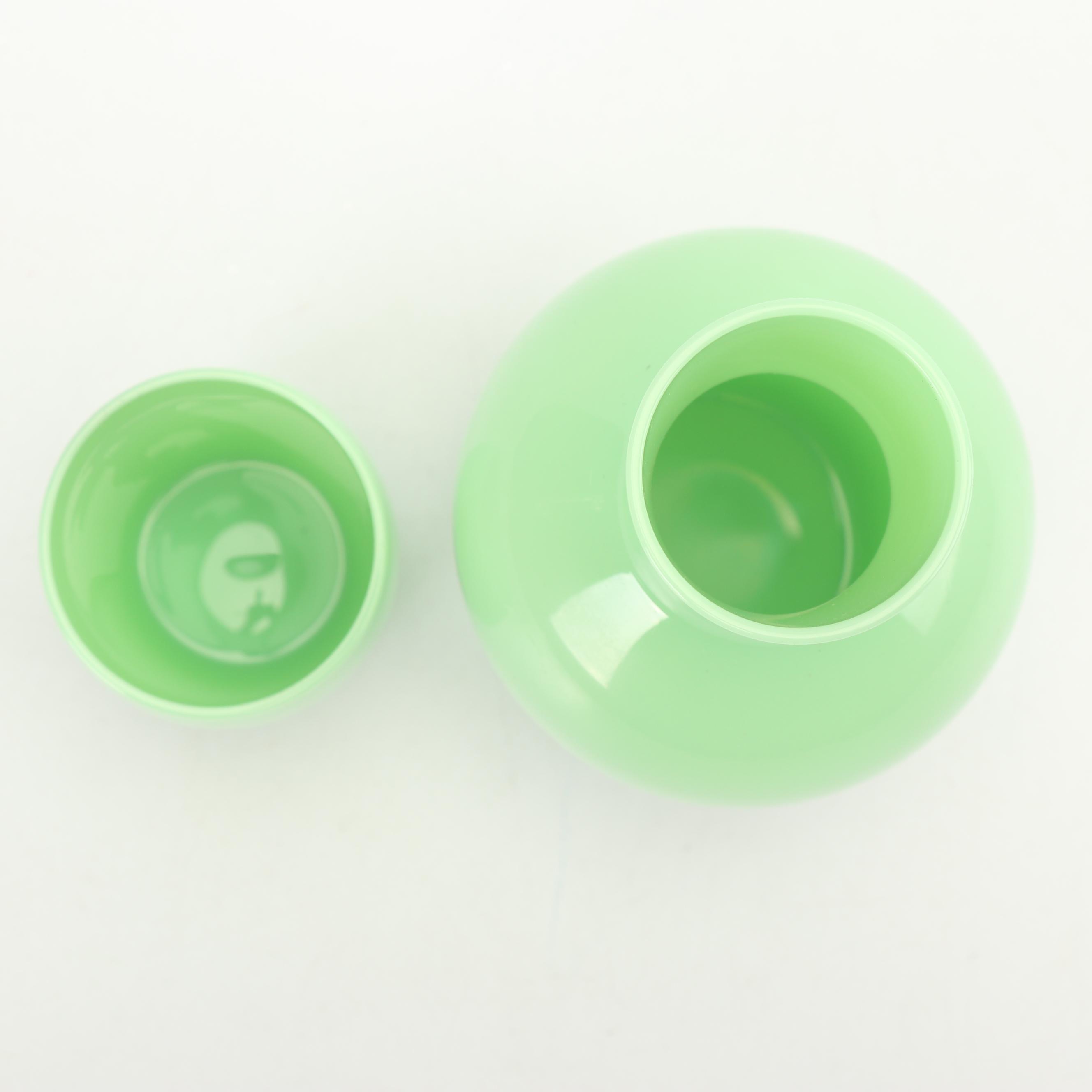 Jadeite Glass Bedside Carafe, Mid-Century