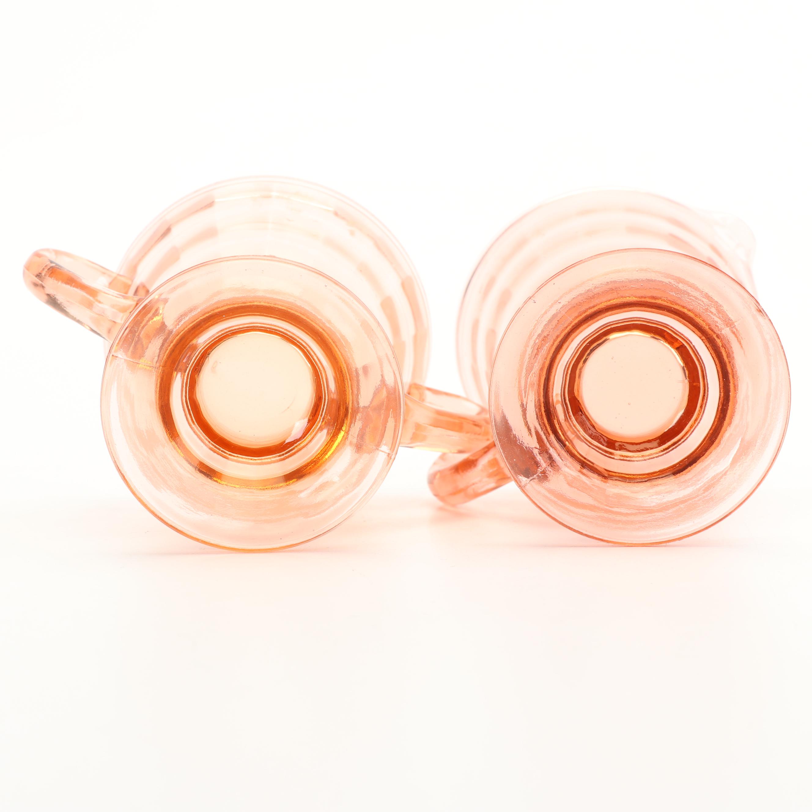 Vintage Pink Depression Glass Creamer and Sugar Sets featuring Jeanette