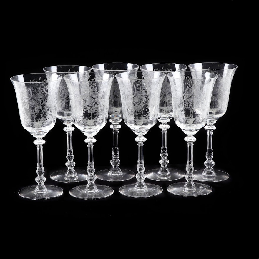 Heisey "Orchid" Glass Water Goblets, Mid-Century