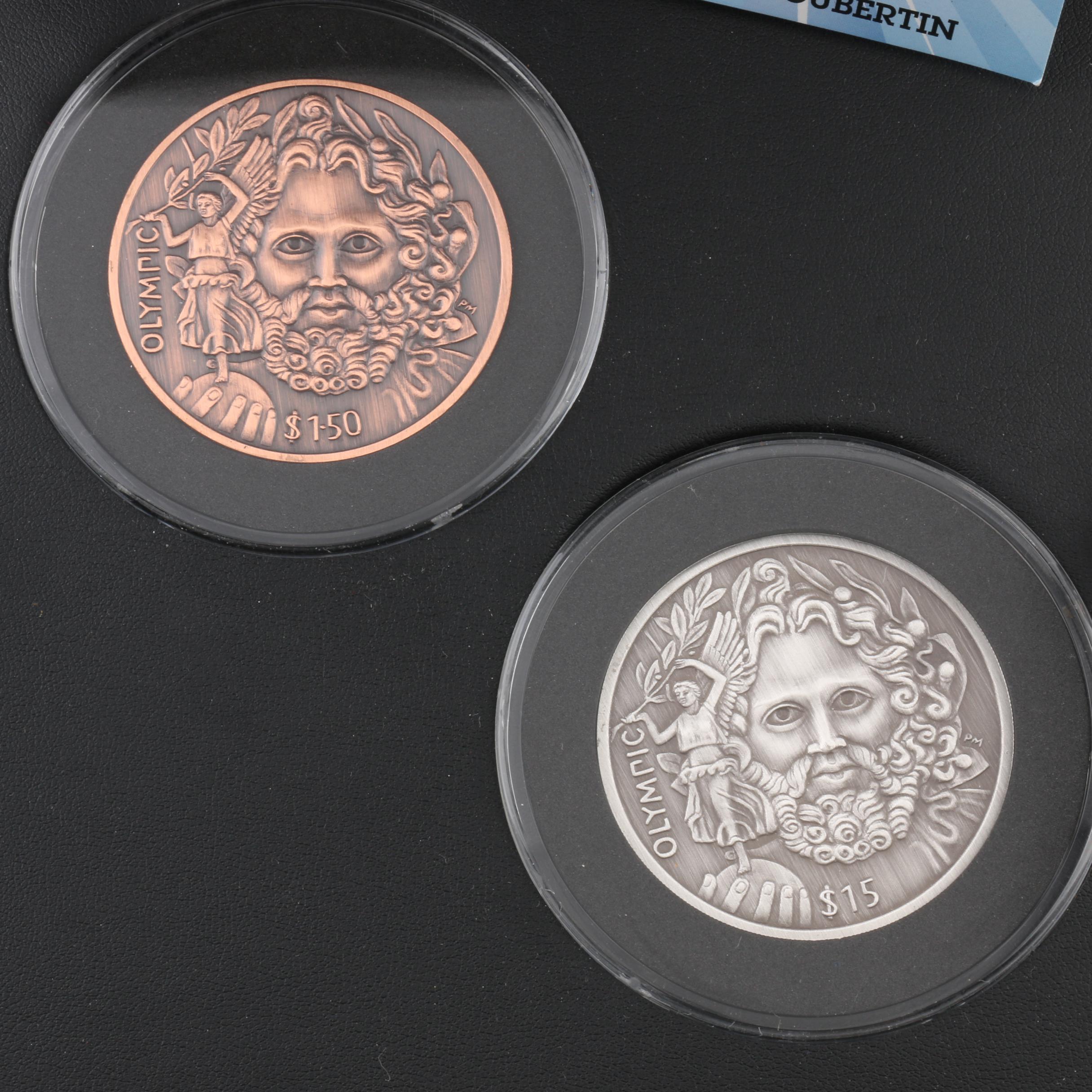 2013 British Virgin Islands Baron De Coubertin Commemorative Coin Set