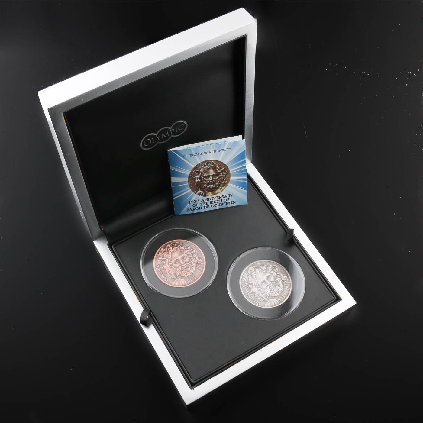 2013 British Virgin Islands Baron De Coubertin Commemorative Coin Set