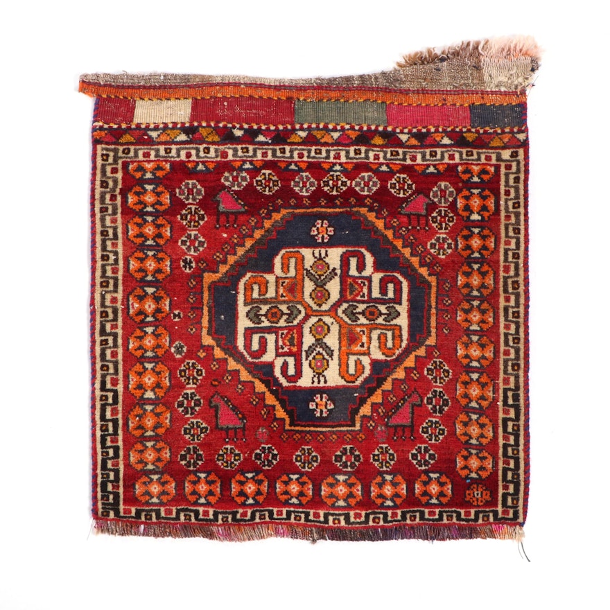 Hand-Knotted Persian Qashqai Wool Bag Face
