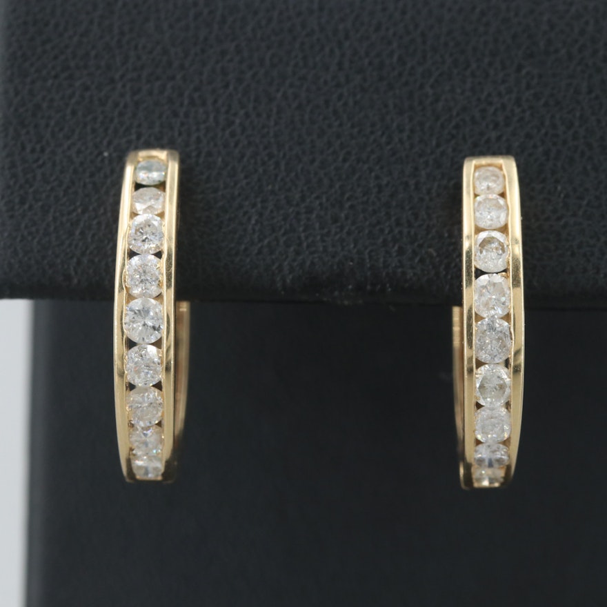 14K Yellow Gold 1.00 CTW Diamond Earrings