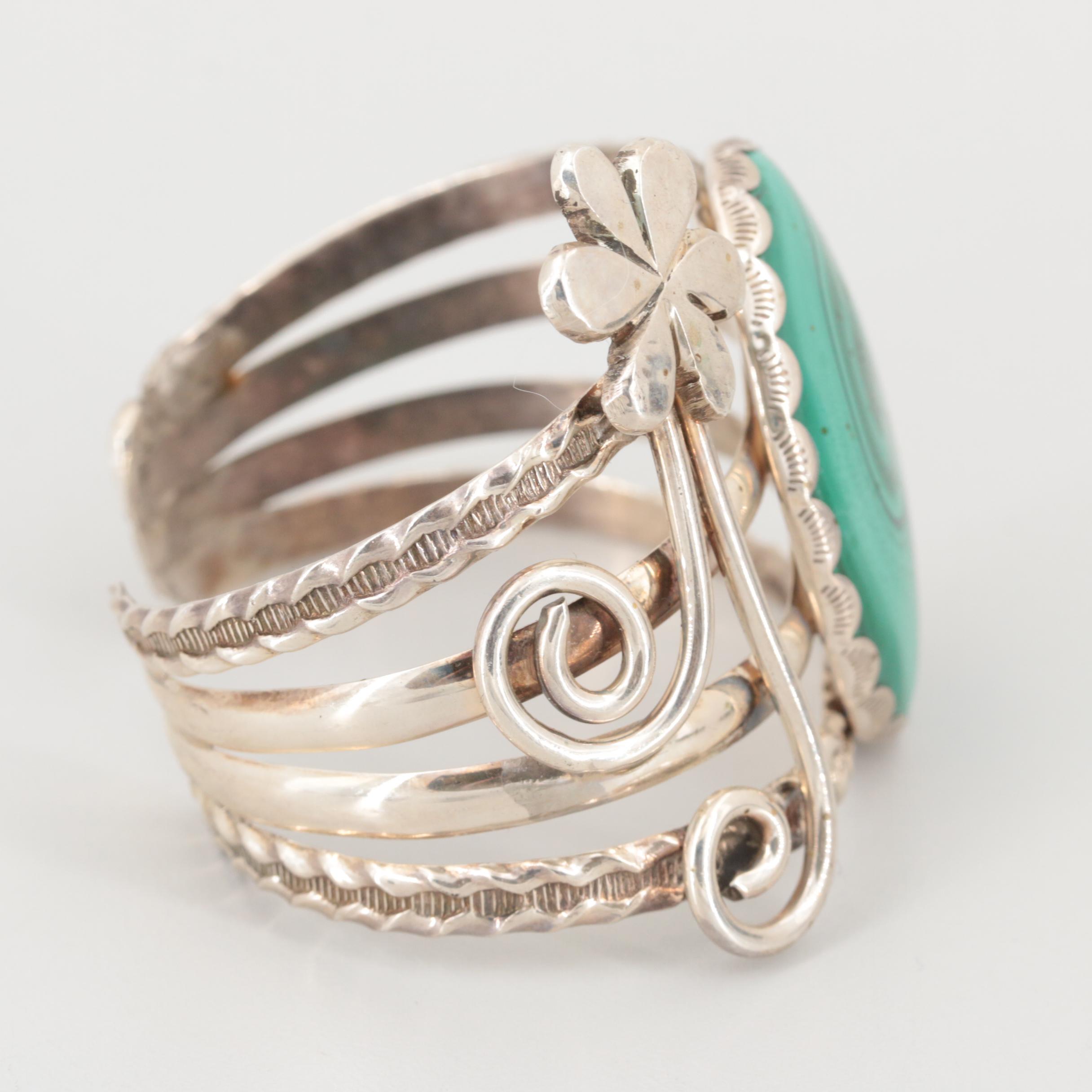 Bill Kirkham Sterling Silver Malachite Cuff Bracelet