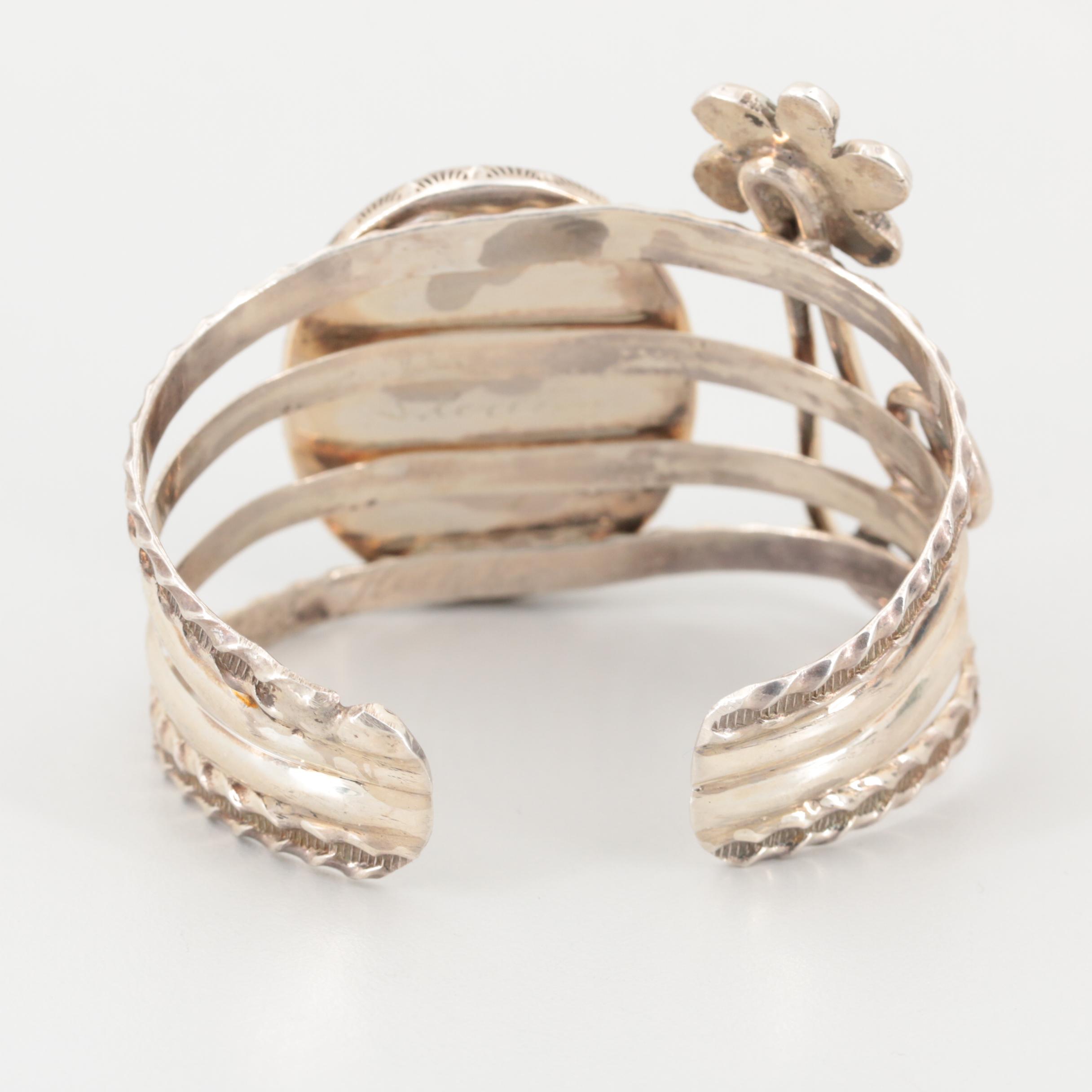 Bill Kirkham Sterling Silver Malachite Cuff Bracelet