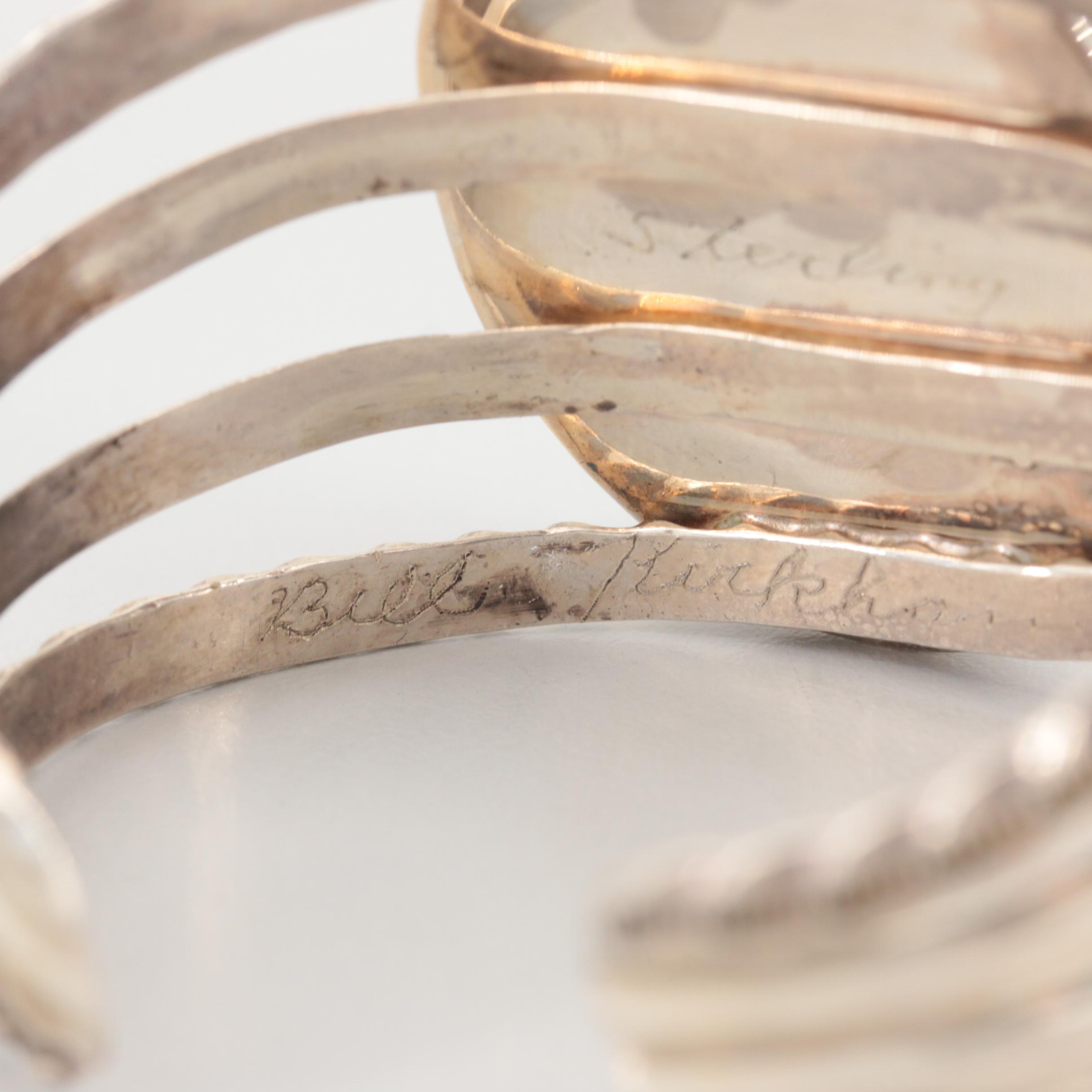 Bill Kirkham Sterling Silver Malachite Cuff Bracelet