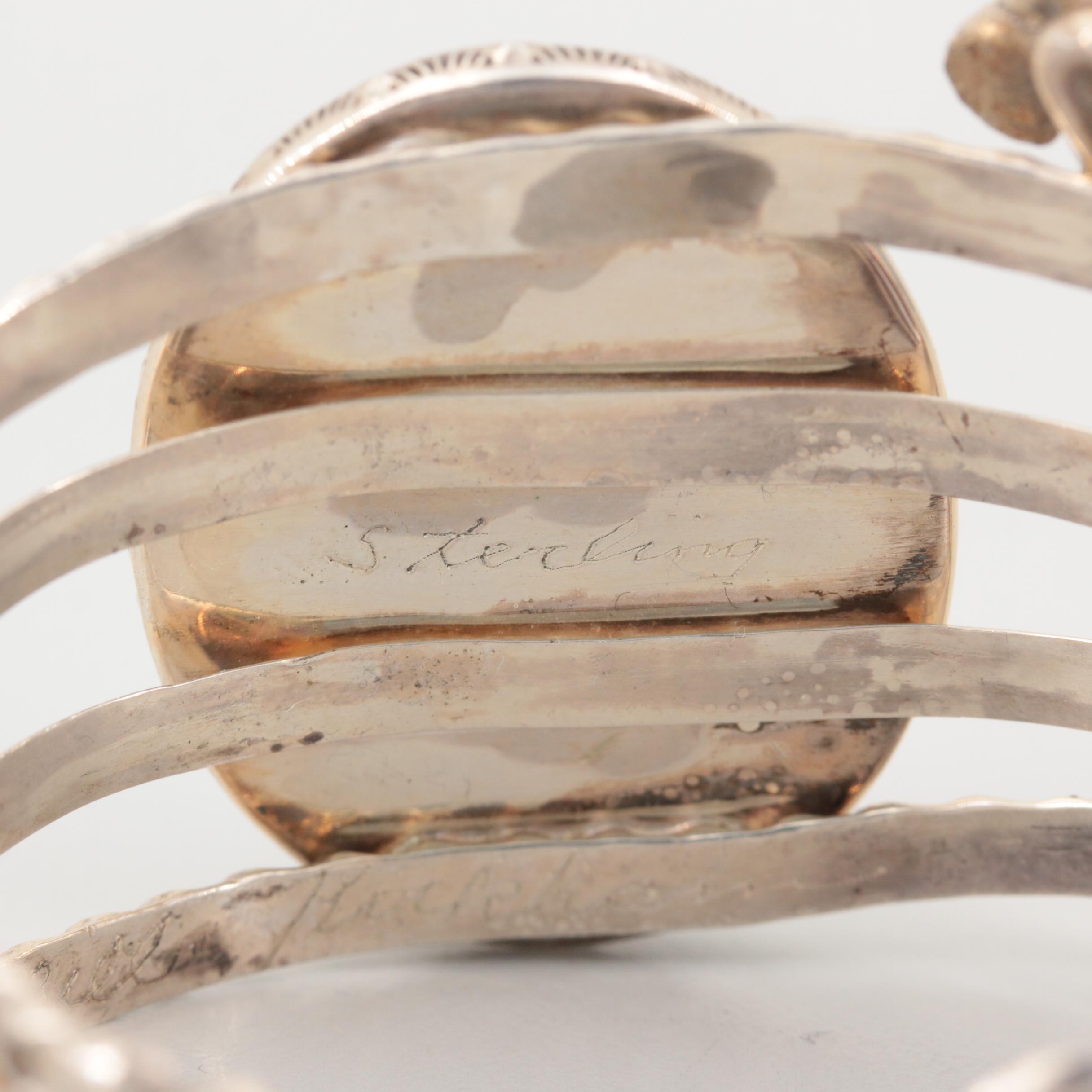 Bill Kirkham Sterling Silver Malachite Cuff Bracelet