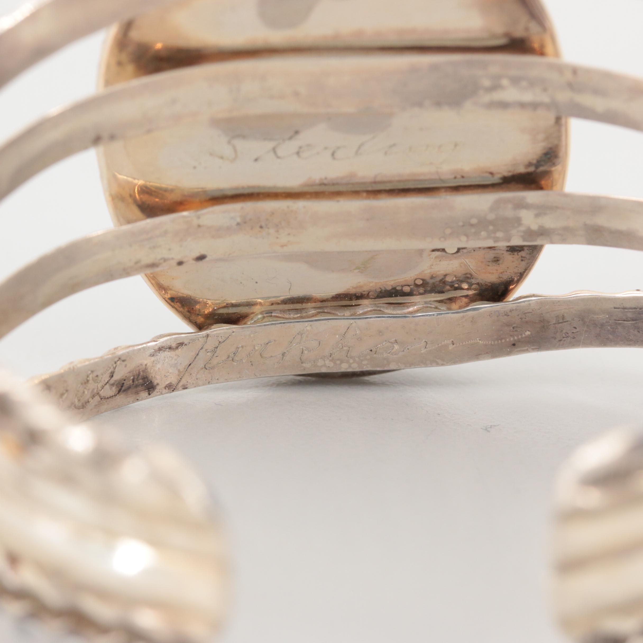 Bill Kirkham Sterling Silver Malachite Cuff Bracelet