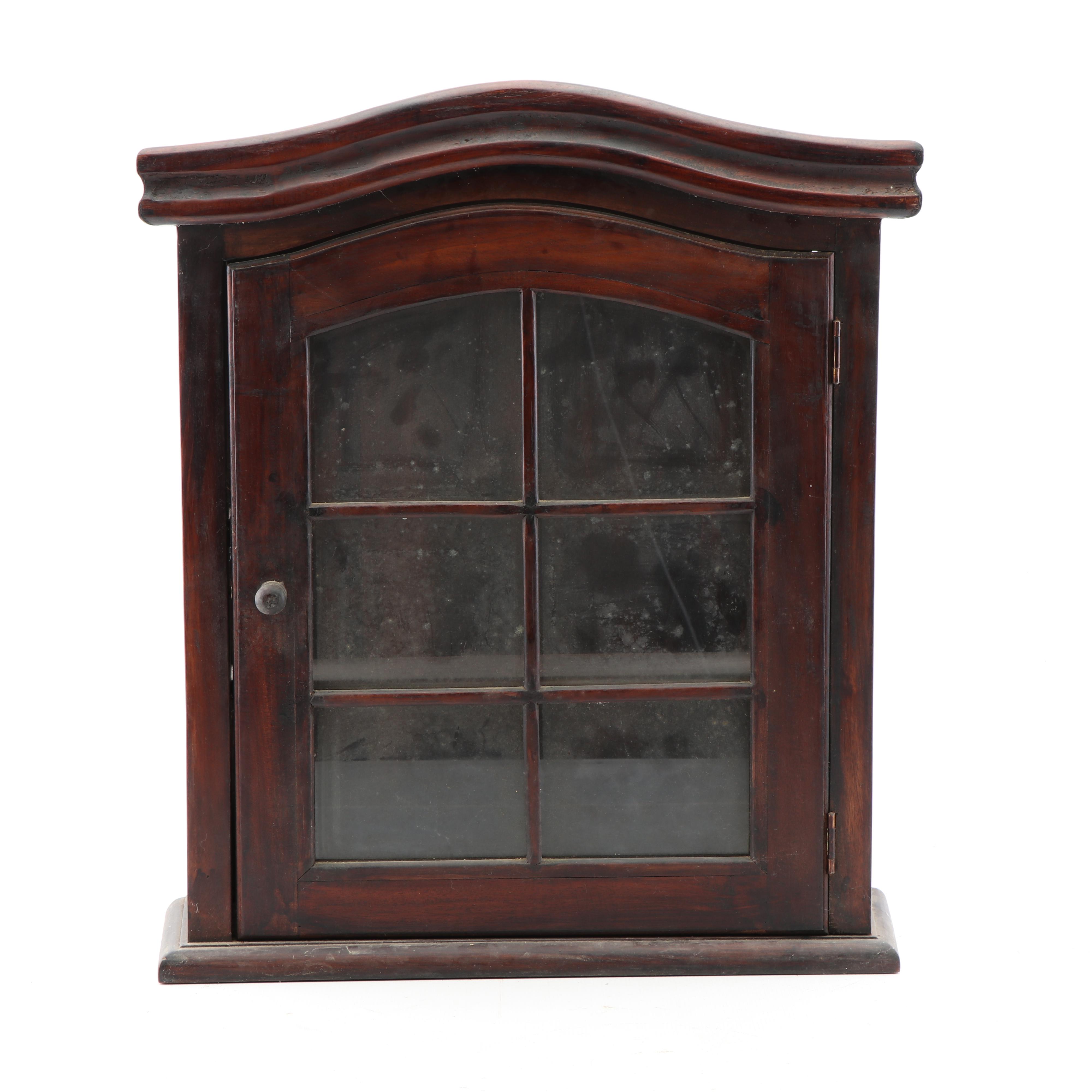 Walnut Wall Mount Trinket Cabinet, Late 20th Century