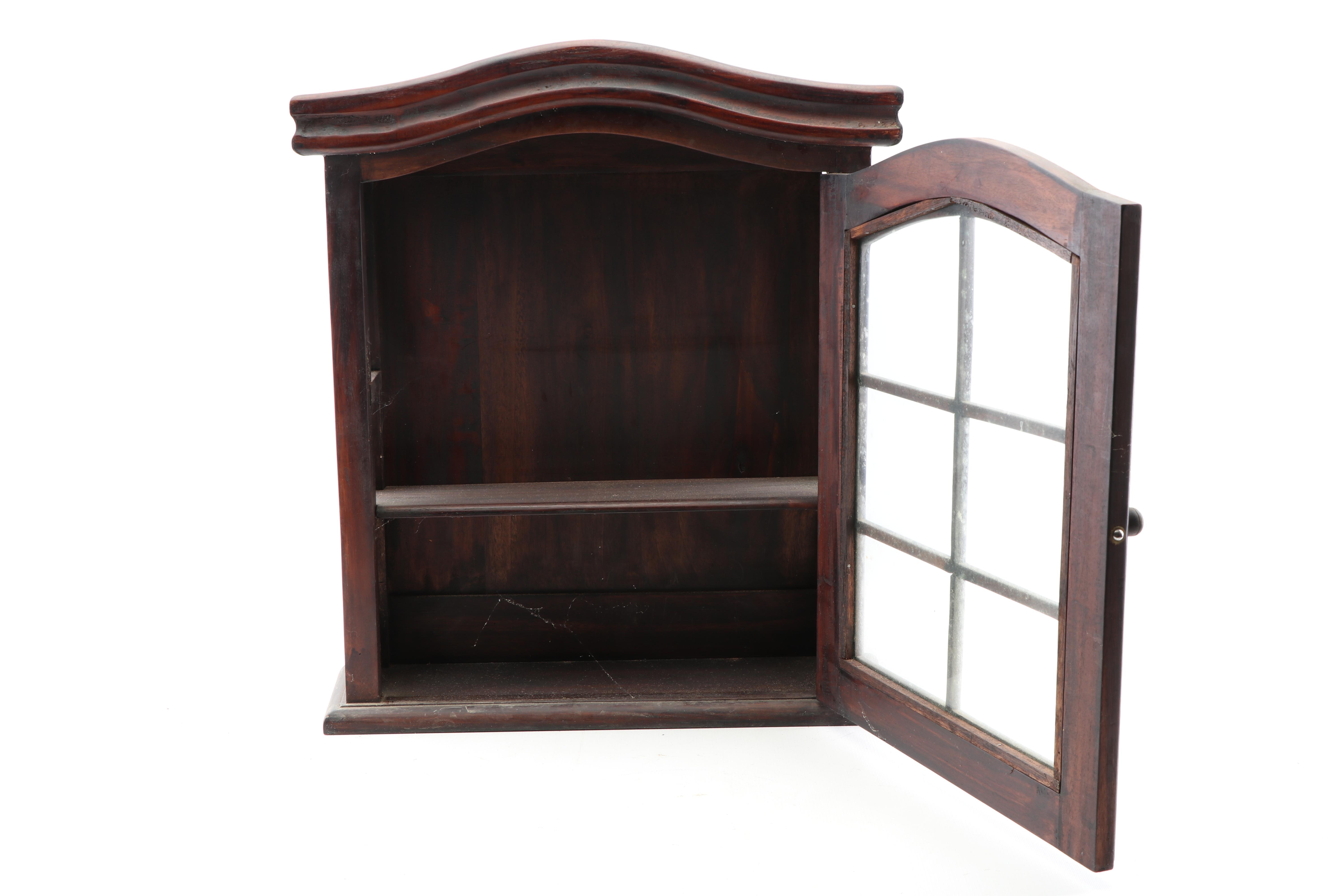 Walnut Wall Mount Trinket Cabinet, Late 20th Century