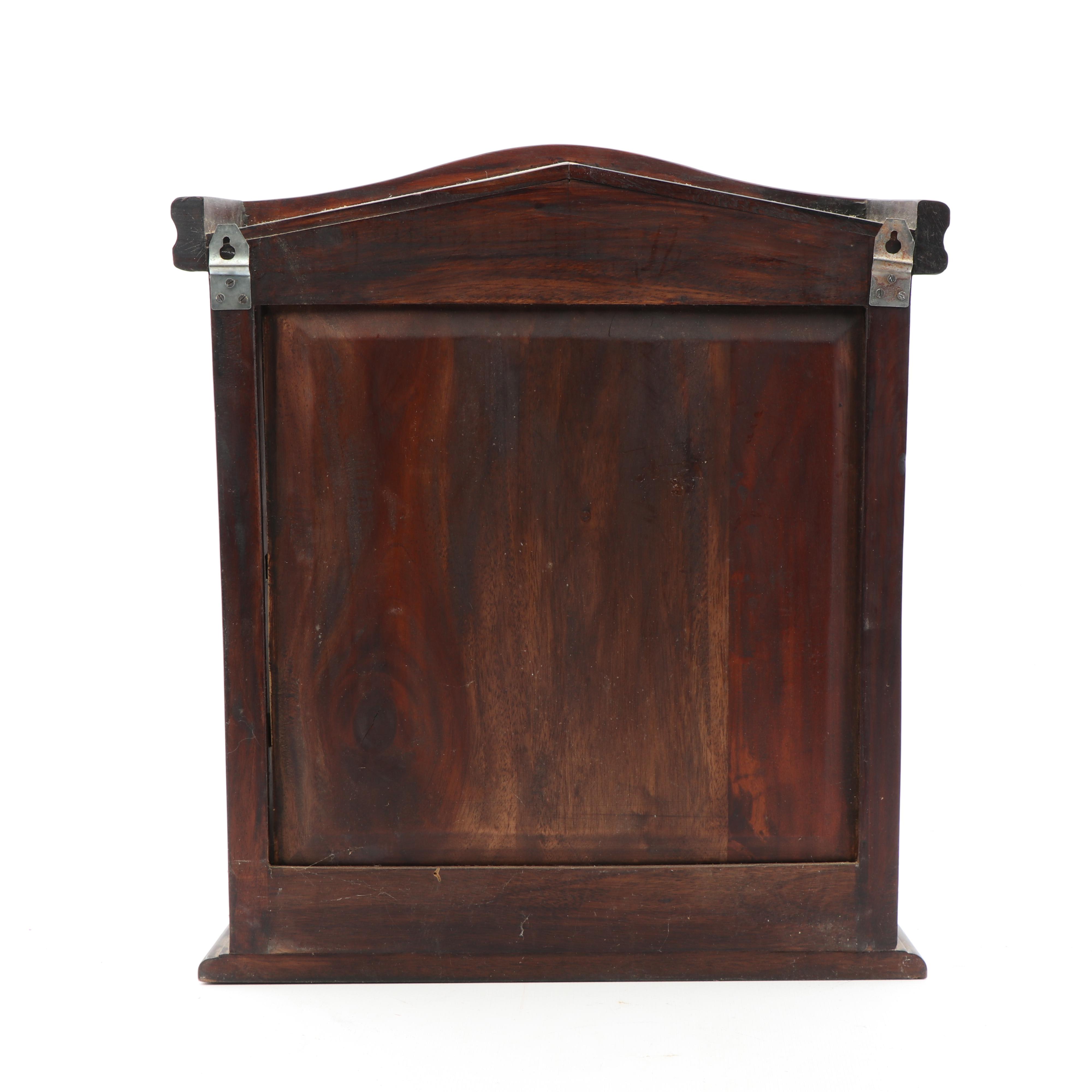 Walnut Wall Mount Trinket Cabinet, Late 20th Century