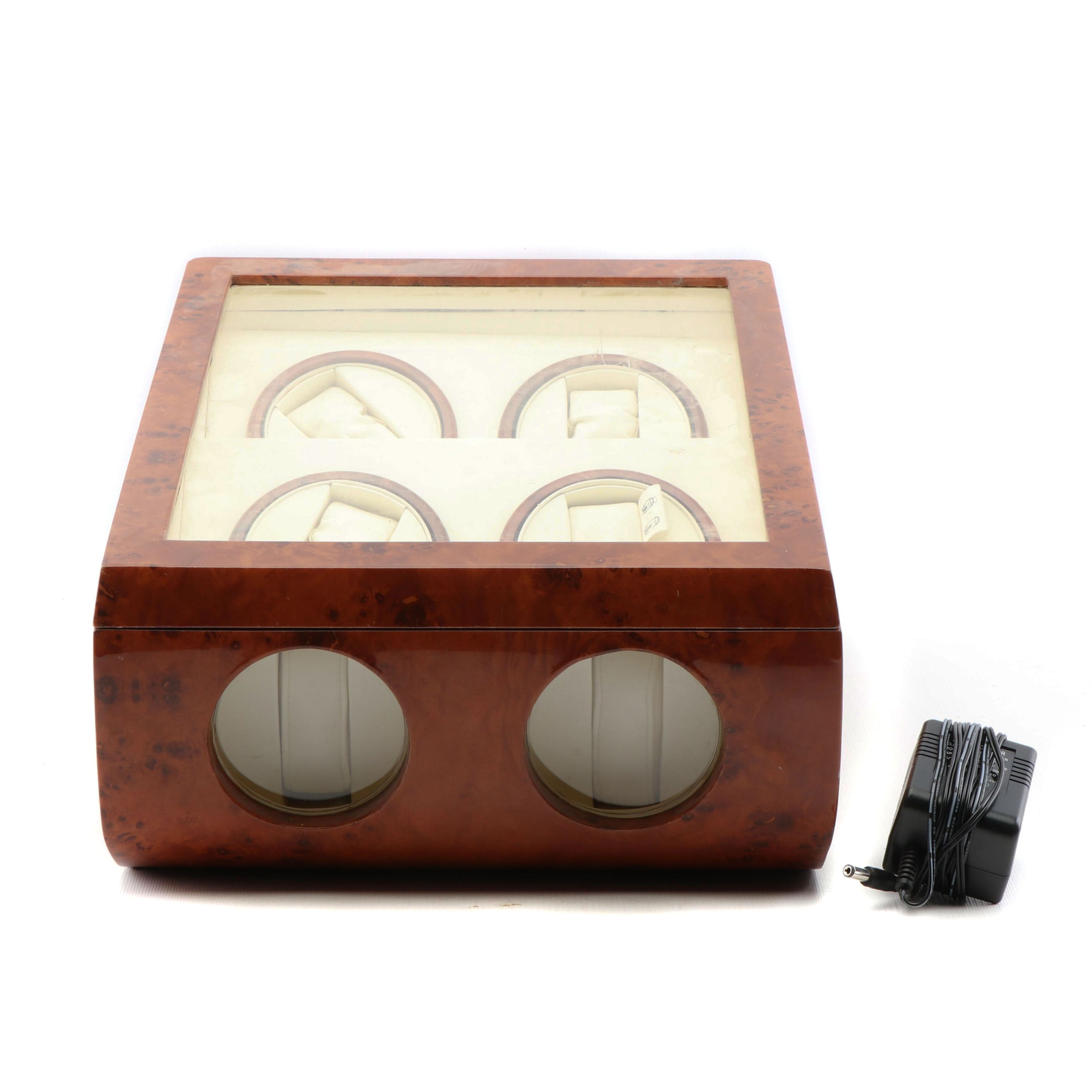 Steinhausen Executive Collection Burl Wood Quad Watch Winder Display