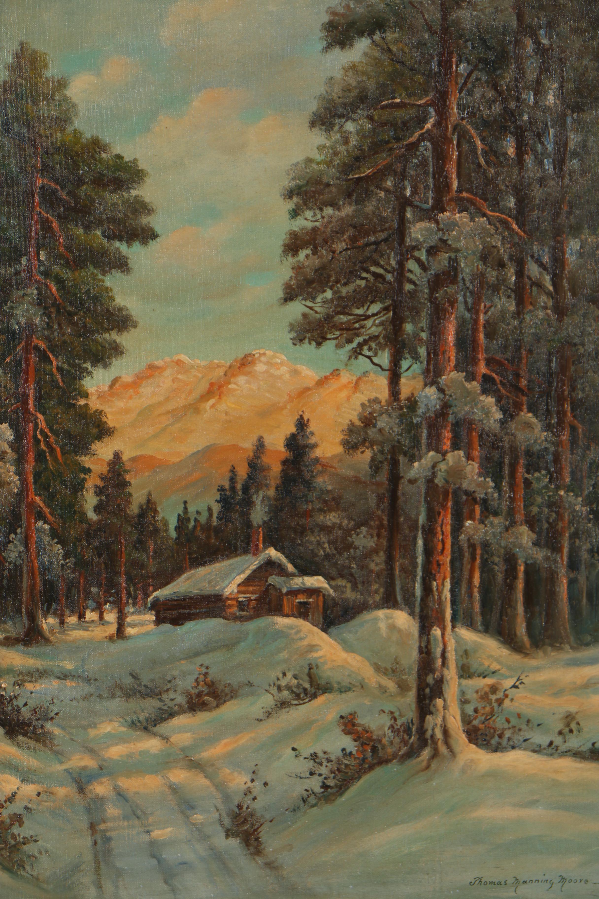 Thomas Manning Moore 1947 Oil Painting "Evening in the Valley"