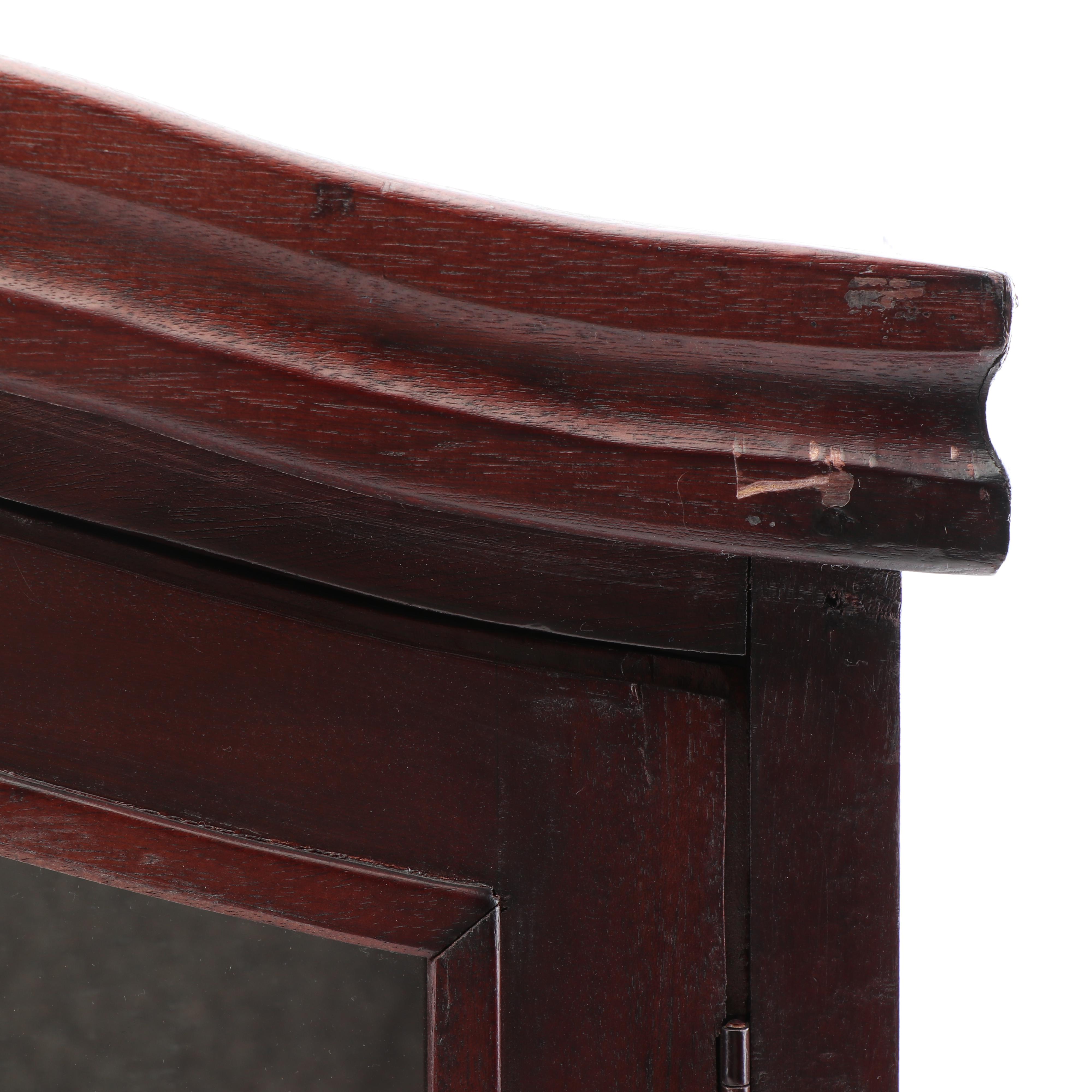 Mahogany Stained Wooden Wall Hang Curio Cabinets, 21st Century