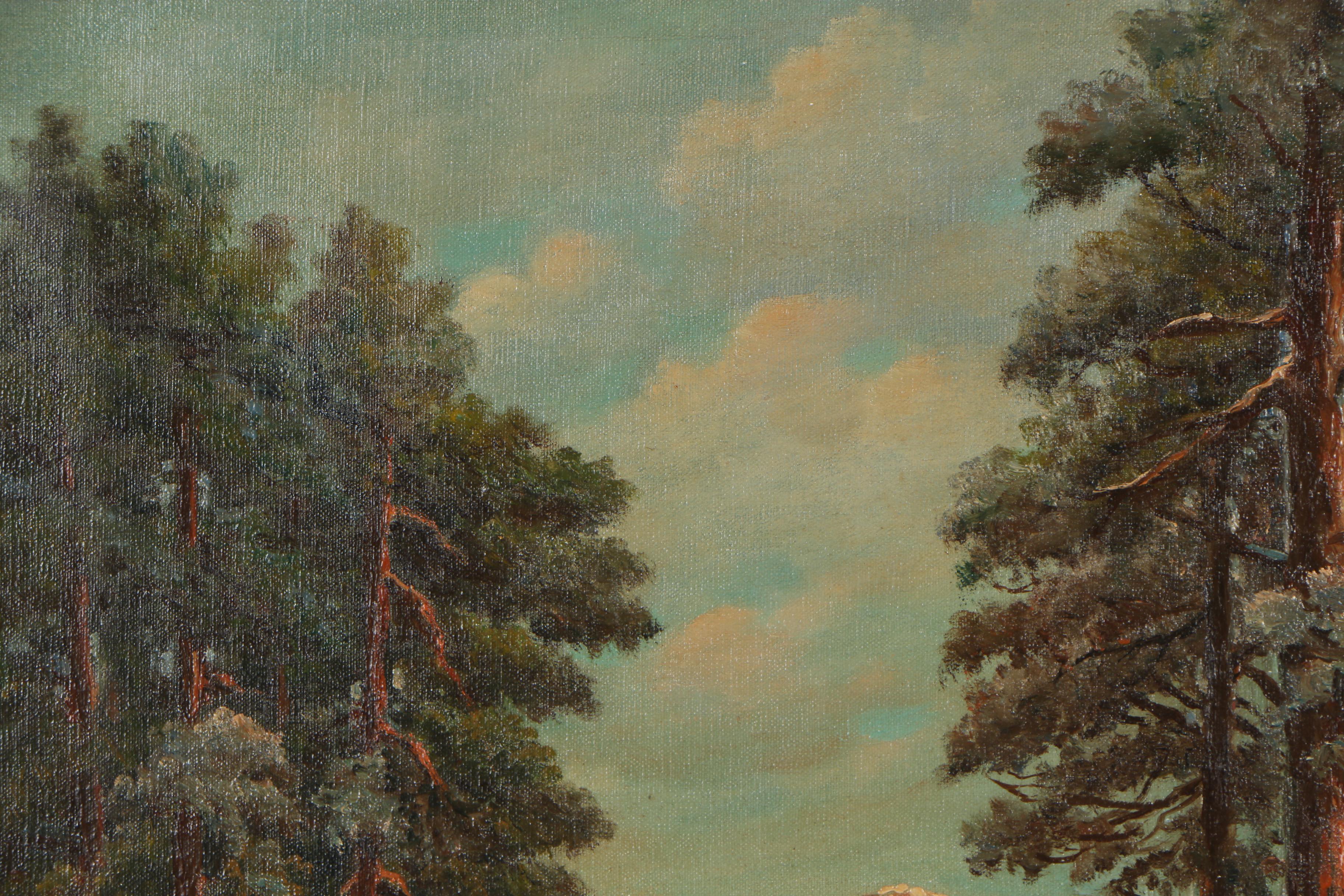 Thomas Manning Moore 1947 Oil Painting "Evening in the Valley"