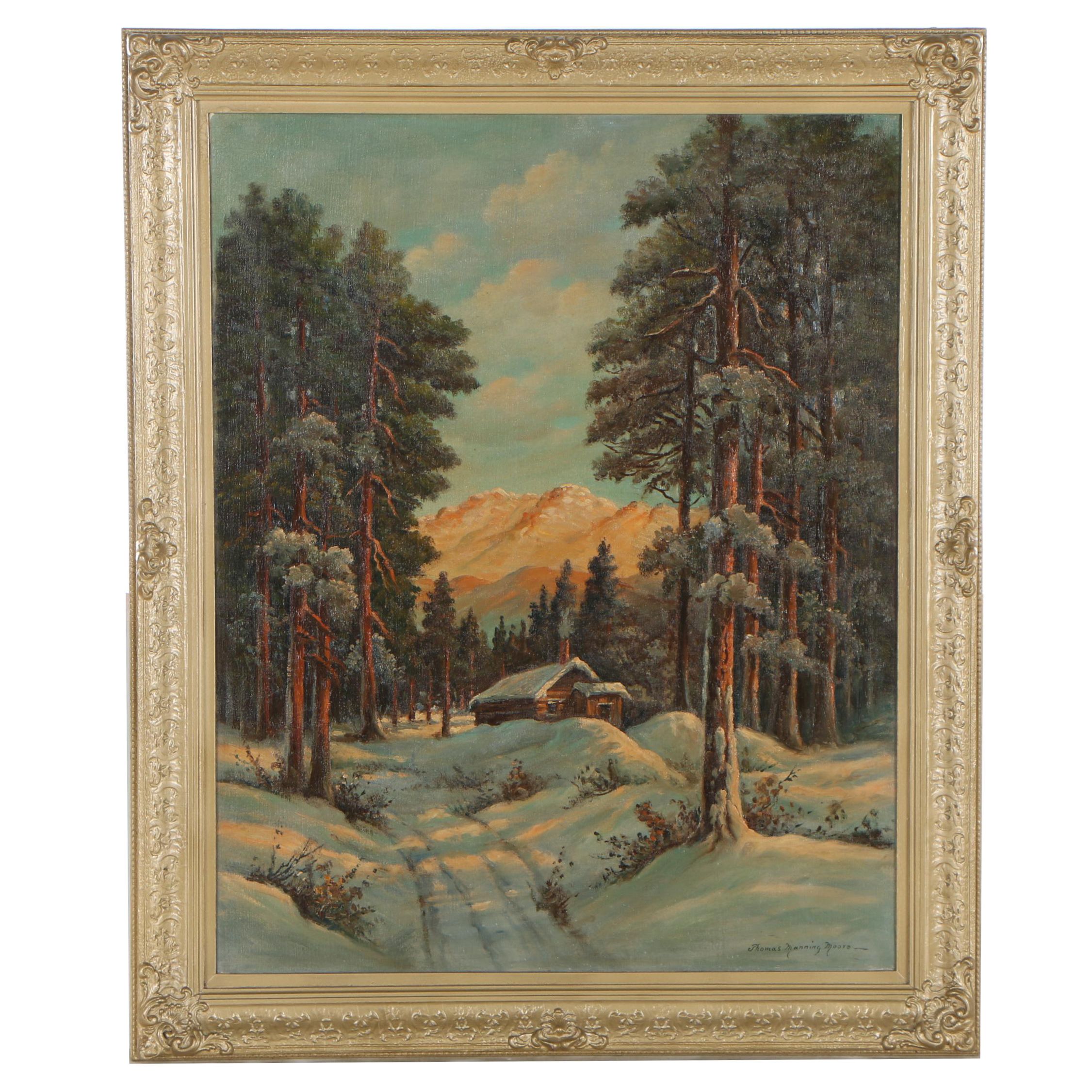 Thomas Manning Moore 1947 Oil Painting "Evening in the Valley"