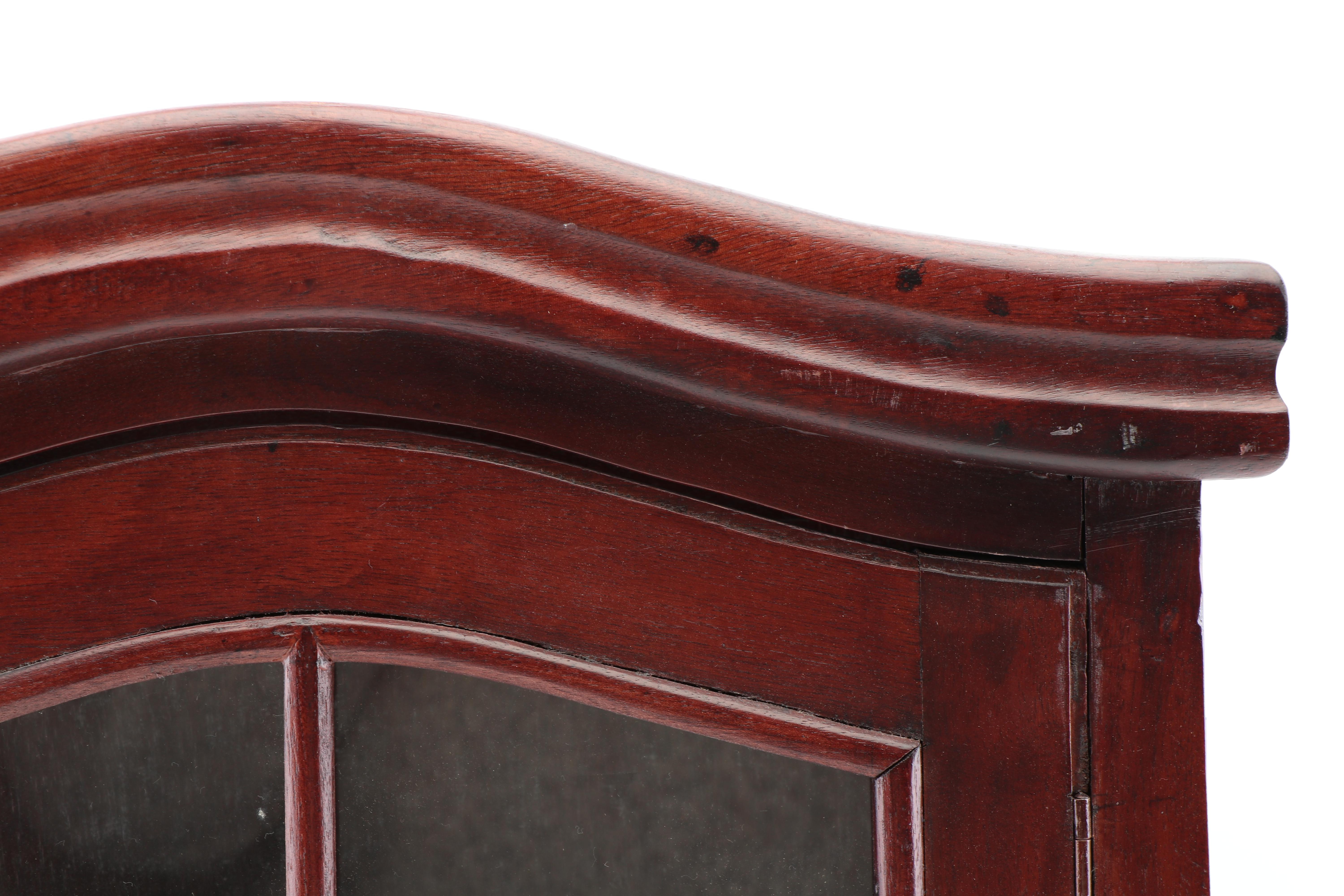 Mahogany Stained Wooden Wall Hang Curio Cabinets, 21st Century