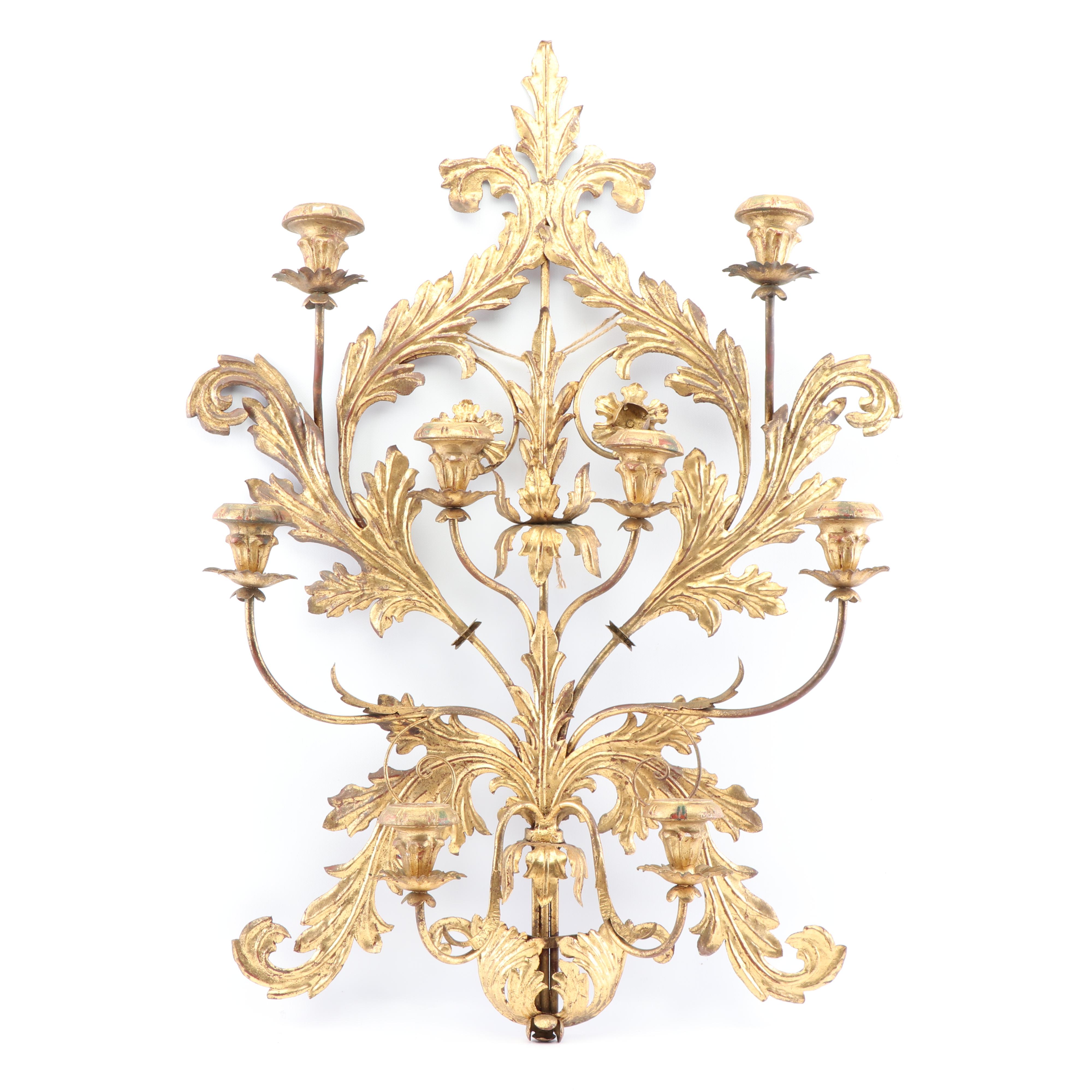 Italian Hollywood Regency Style Gilt Candle Sconce