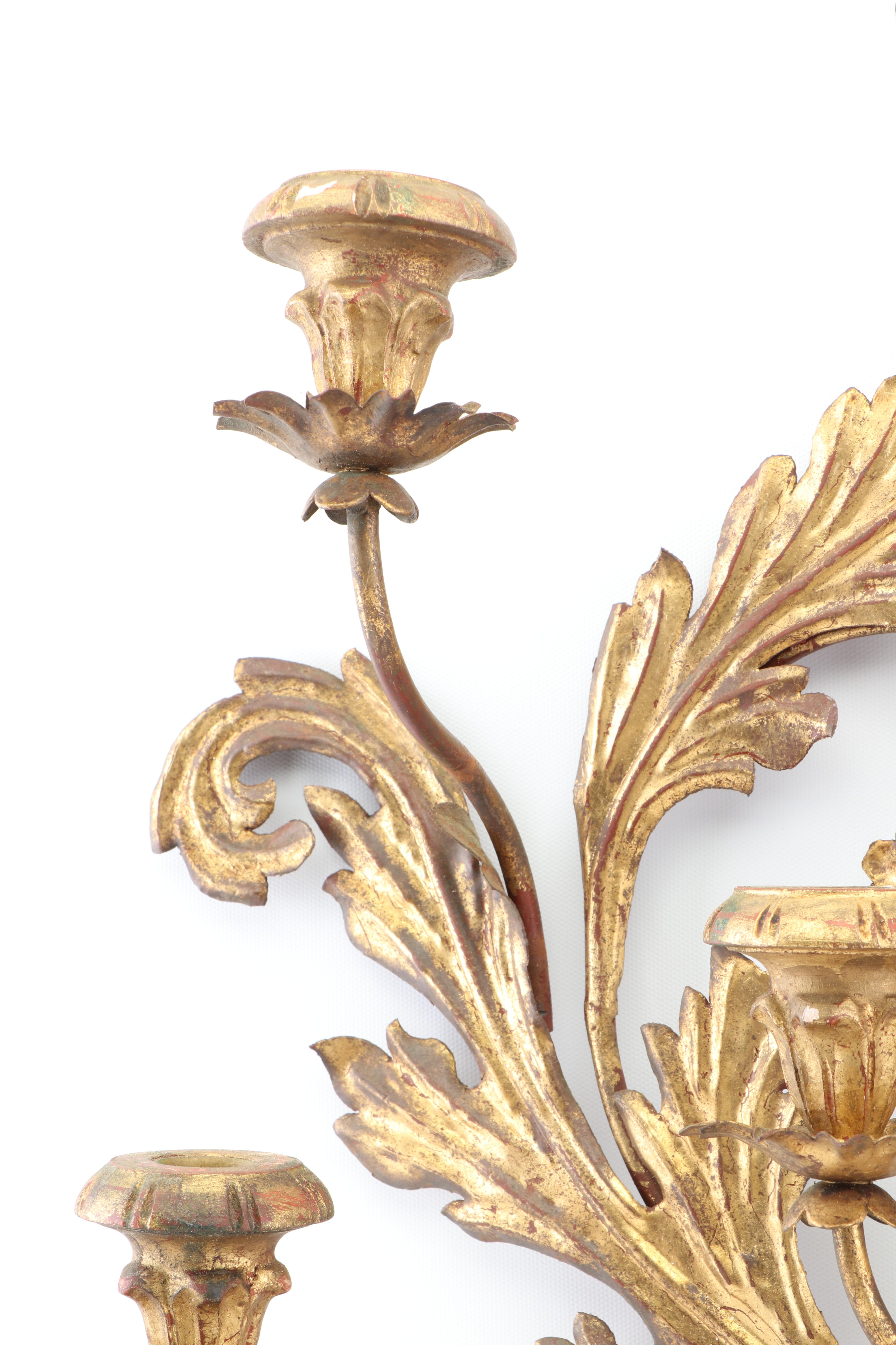 Italian Hollywood Regency Style Gilt Candle Sconce