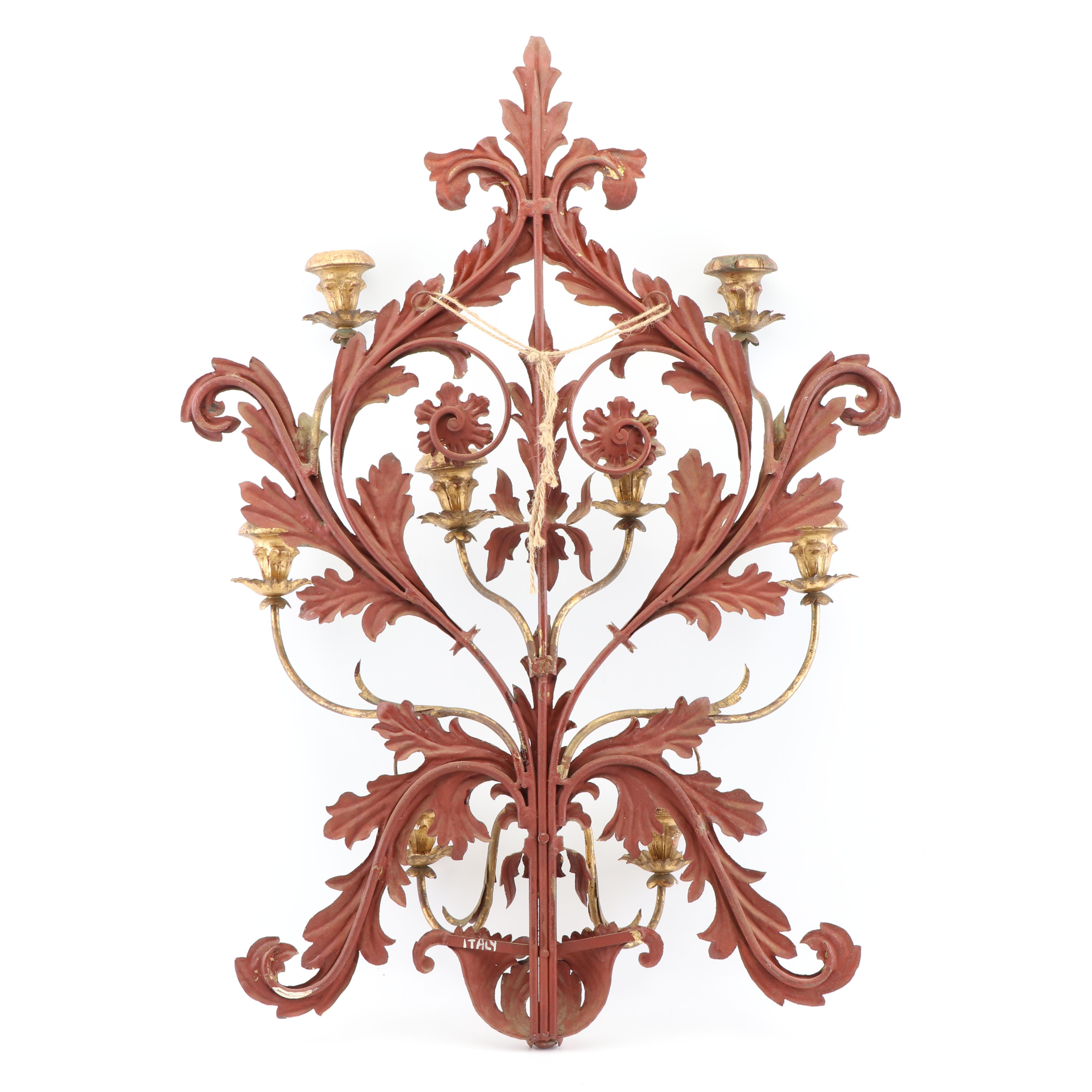 Italian Hollywood Regency Style Gilt Candle Sconce