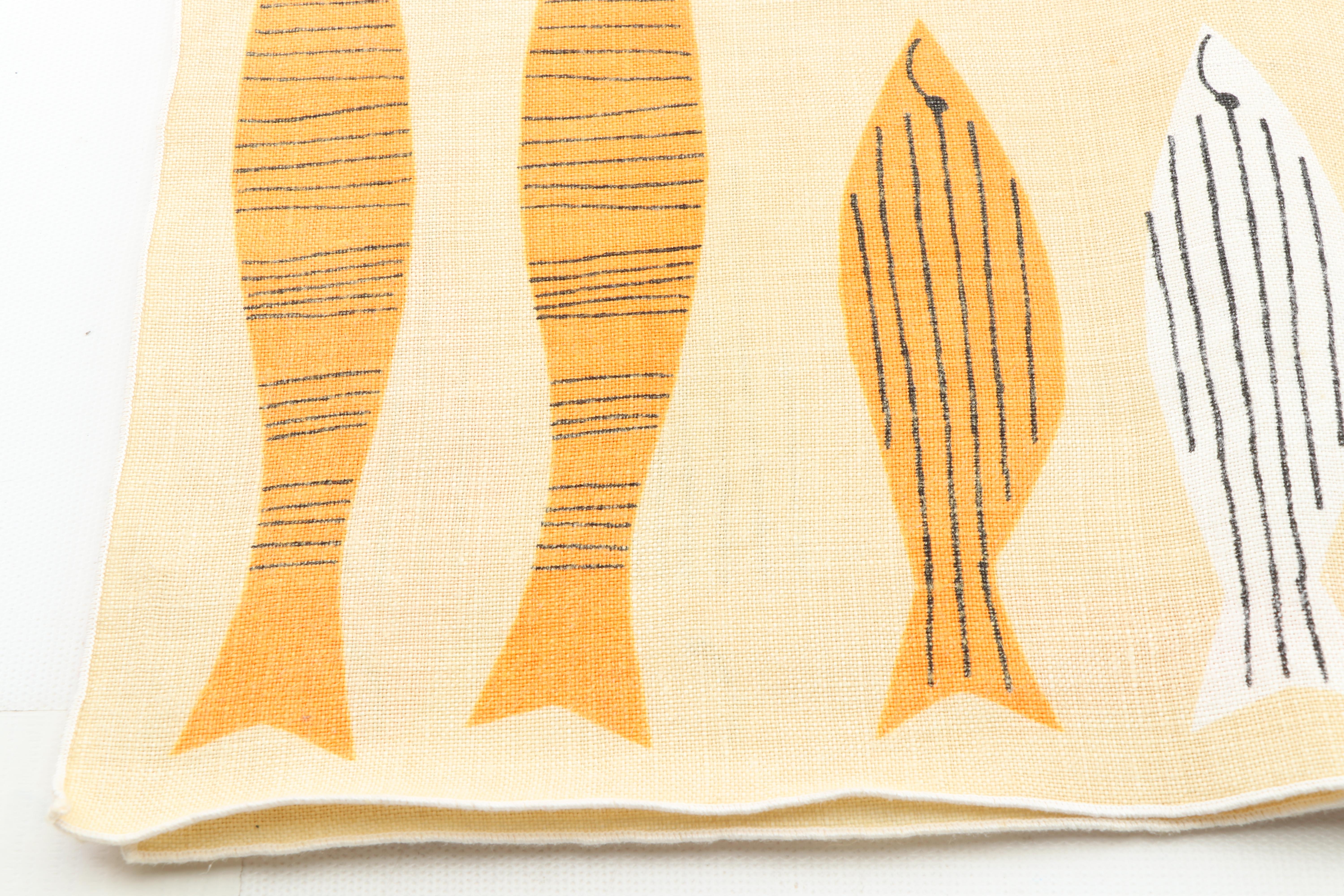 Mid-Century Modern Vera Neumann Fish Motif Linen Placemats and Napkins