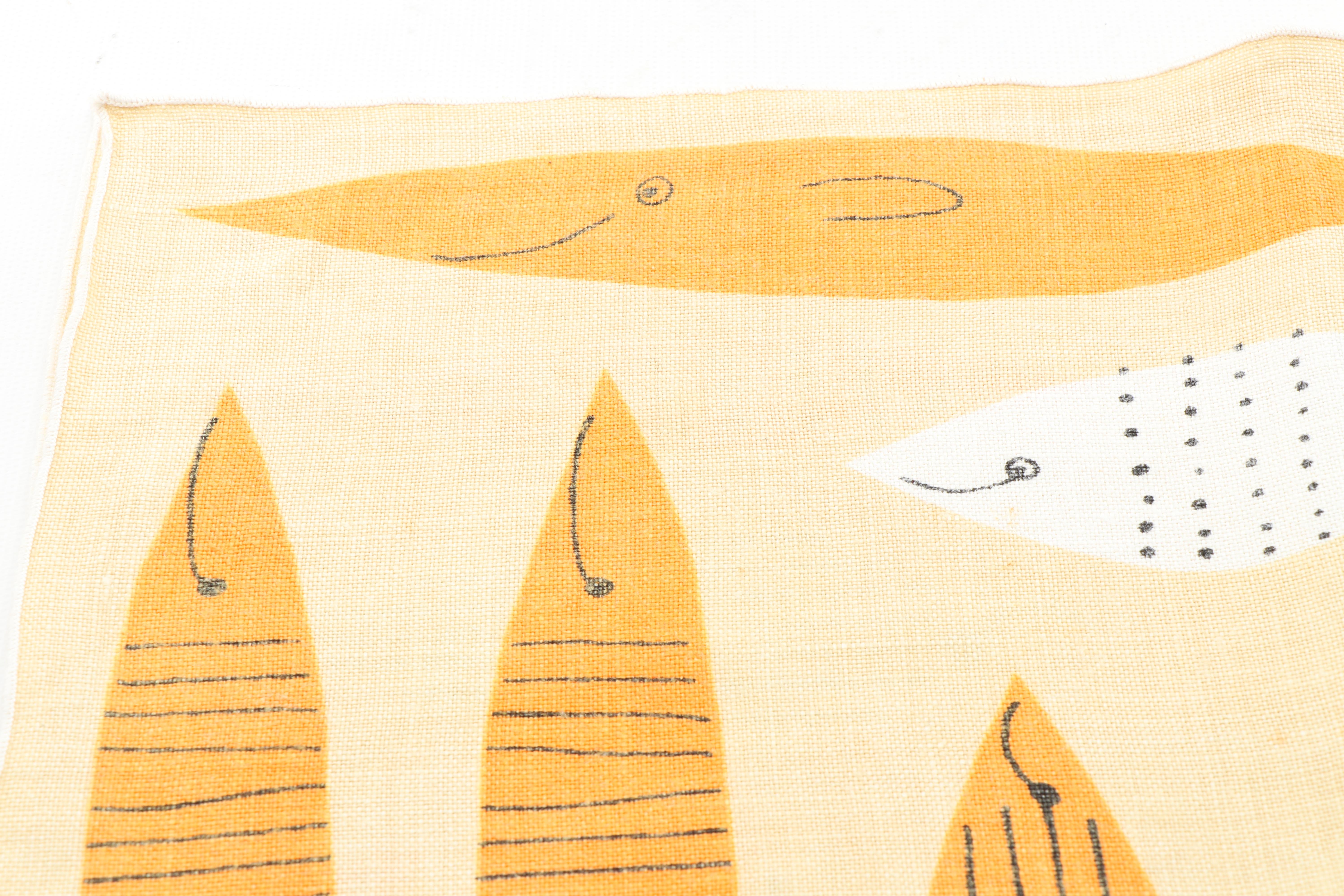 Mid-Century Modern Vera Neumann Fish Motif Linen Placemats and Napkins