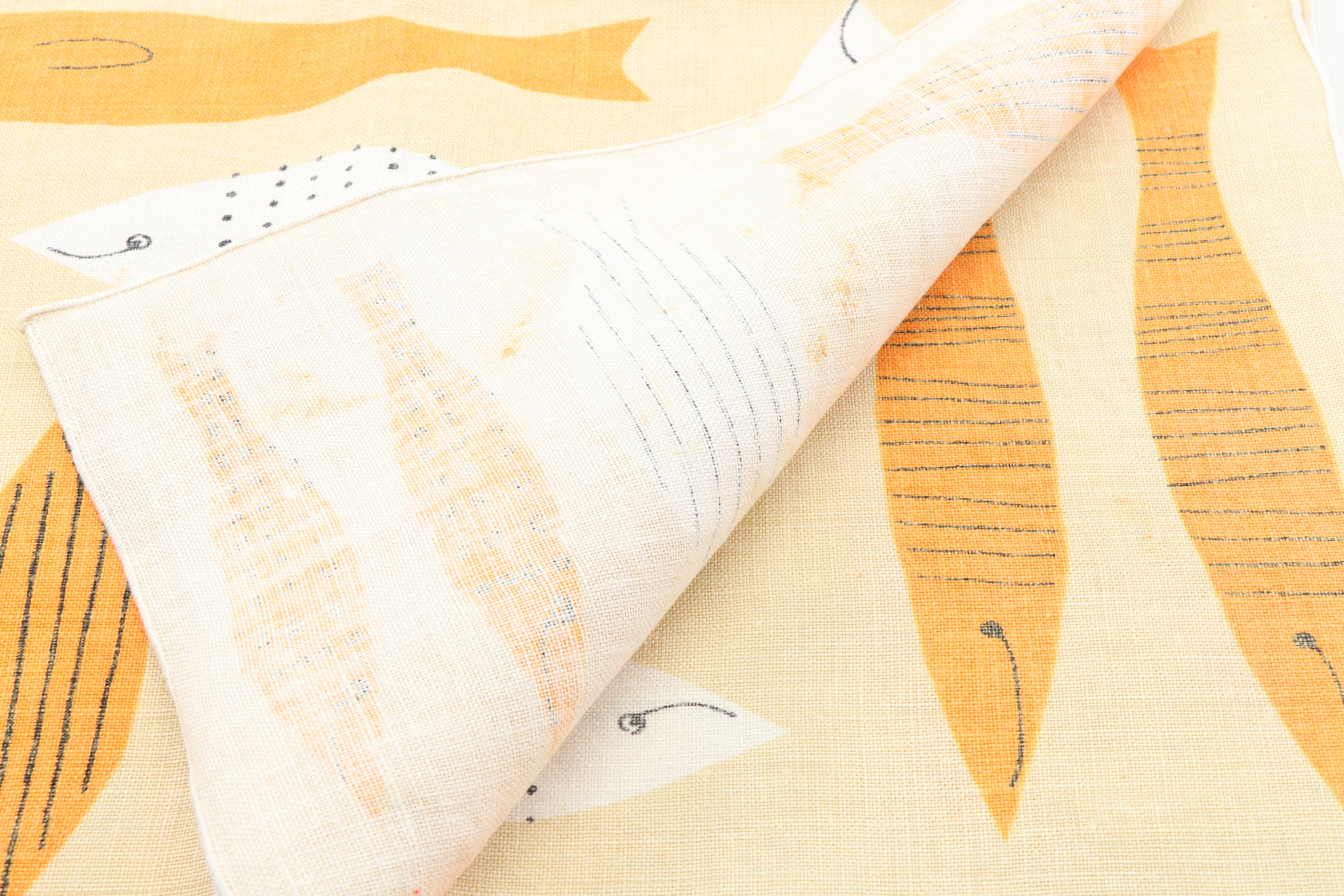 Mid-Century Modern Vera Neumann Fish Motif Linen Placemats and Napkins