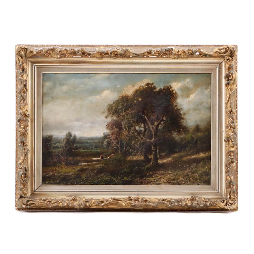 Patrick Vincent Berry 1899 Oil Painting of Cattle in Pastoral Landscape