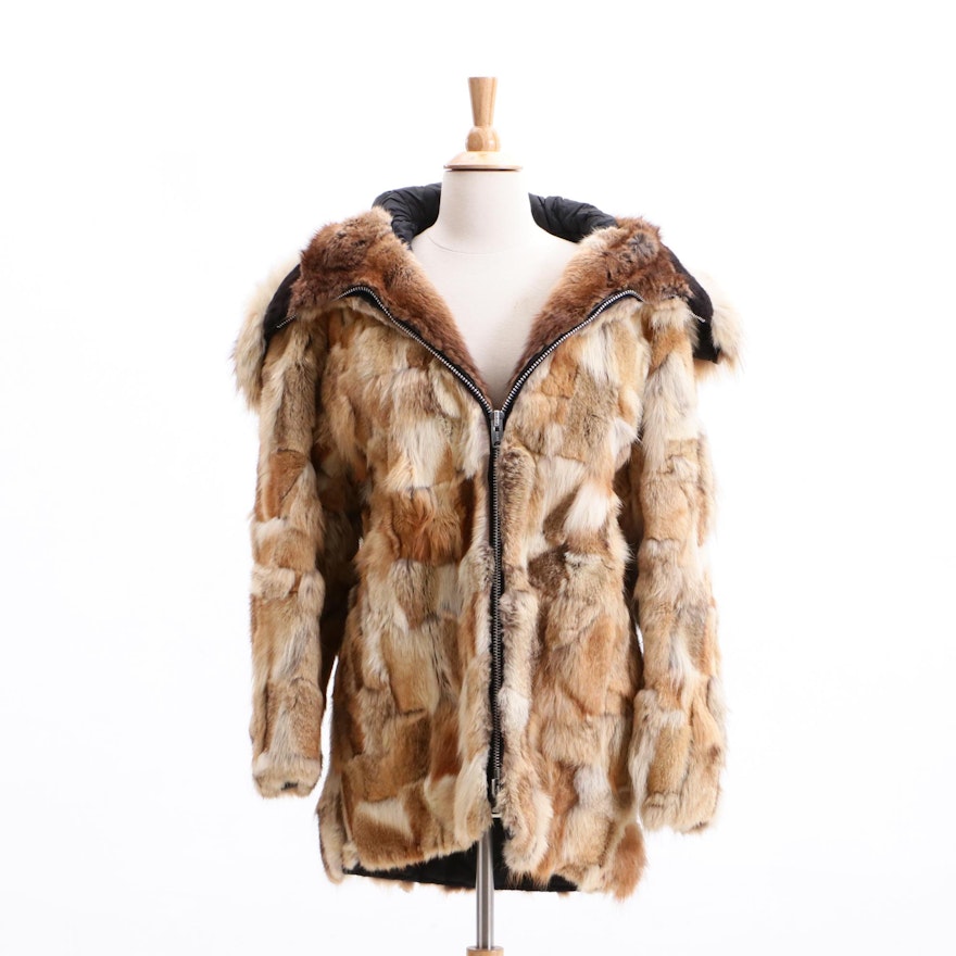 Vintage Anchorage Fur Factory Patchwork Coyote Fur Coat with Multiple Furs