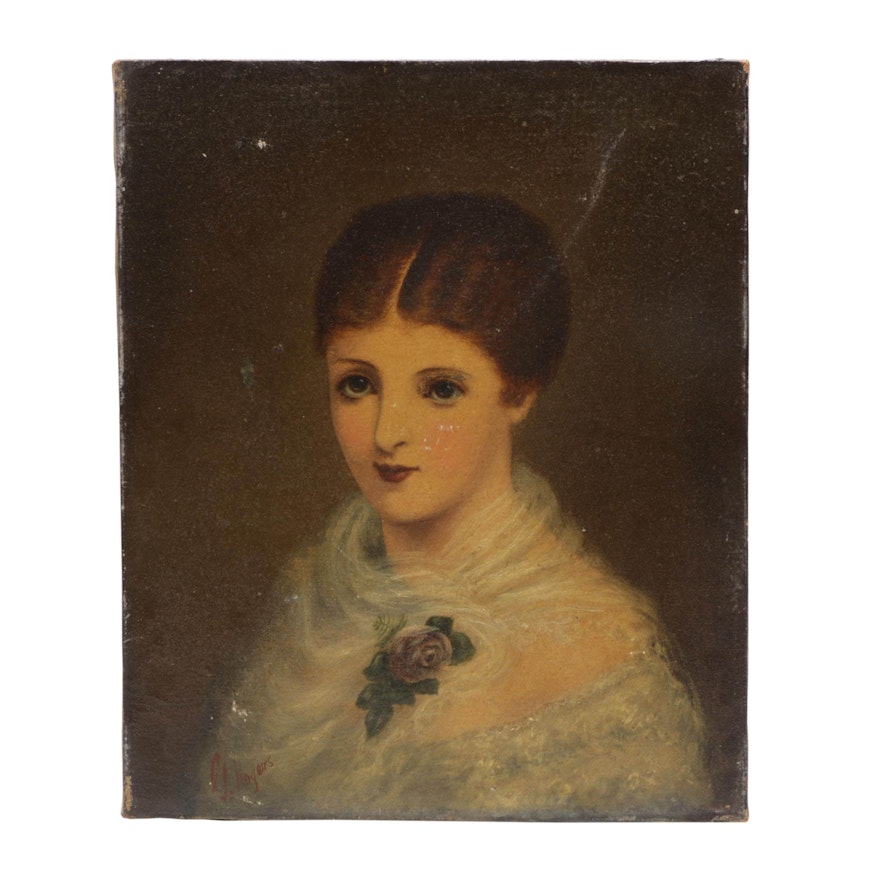 19th-Century Oil Portrait Painting