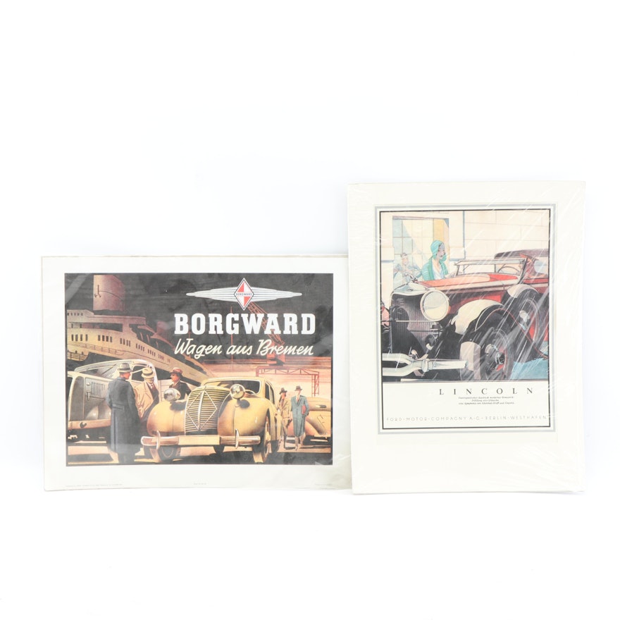 German Lincoln Ford Motor Company and Borgward Advertisements