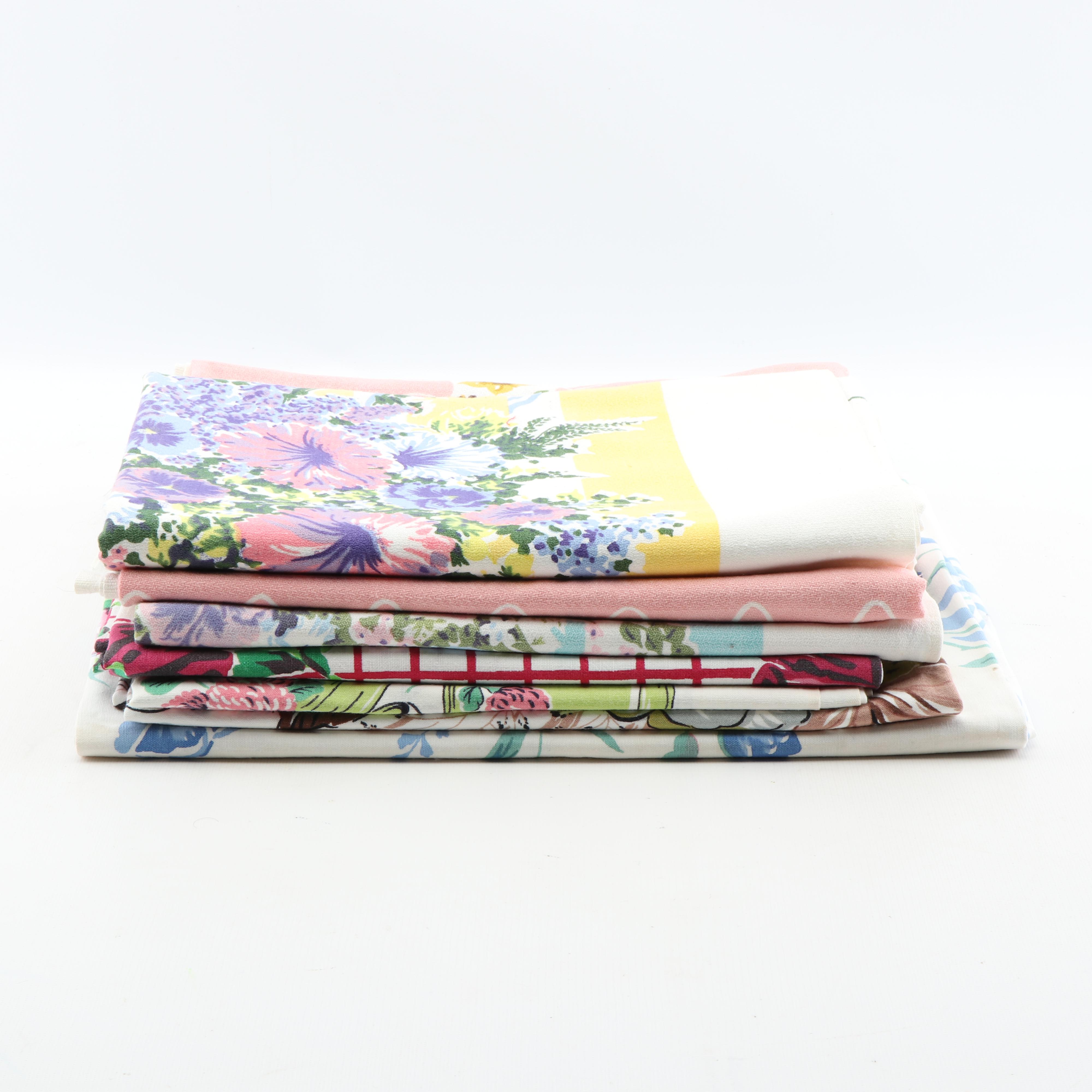 Mid-Century Floral Printed Tablecloths, Vintage