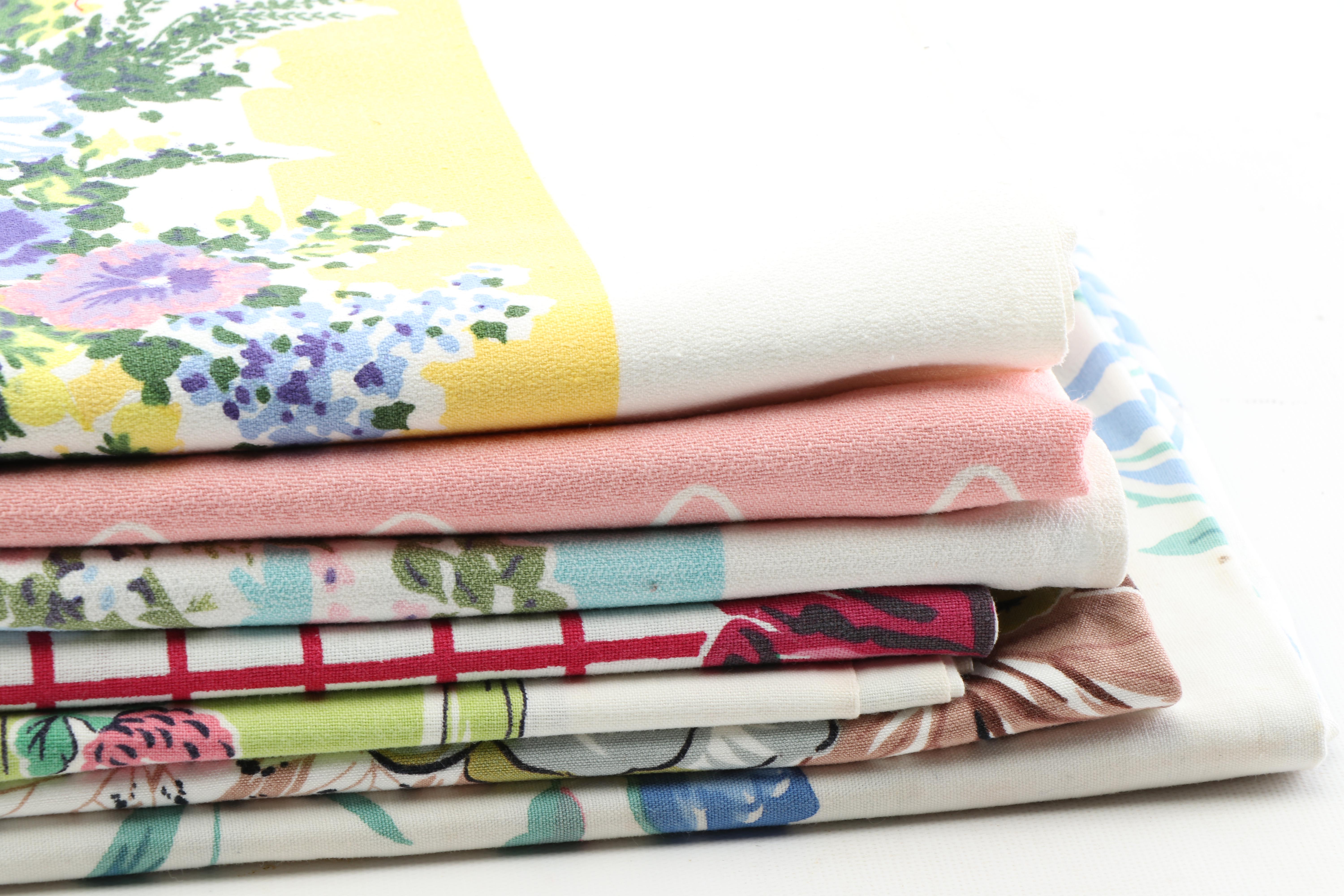 Mid-Century Floral Printed Tablecloths, Vintage