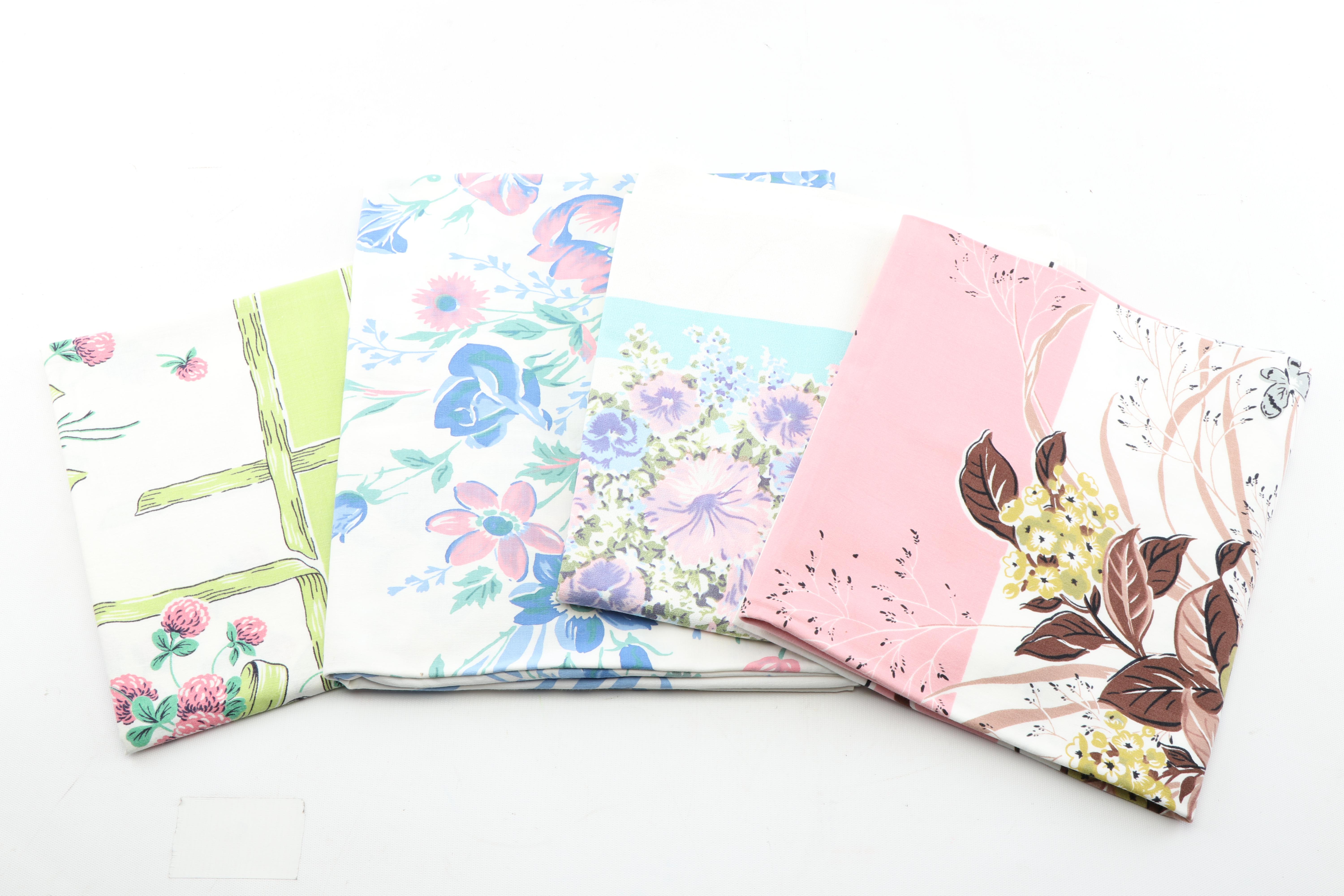 Mid-Century Floral Printed Tablecloths, Vintage