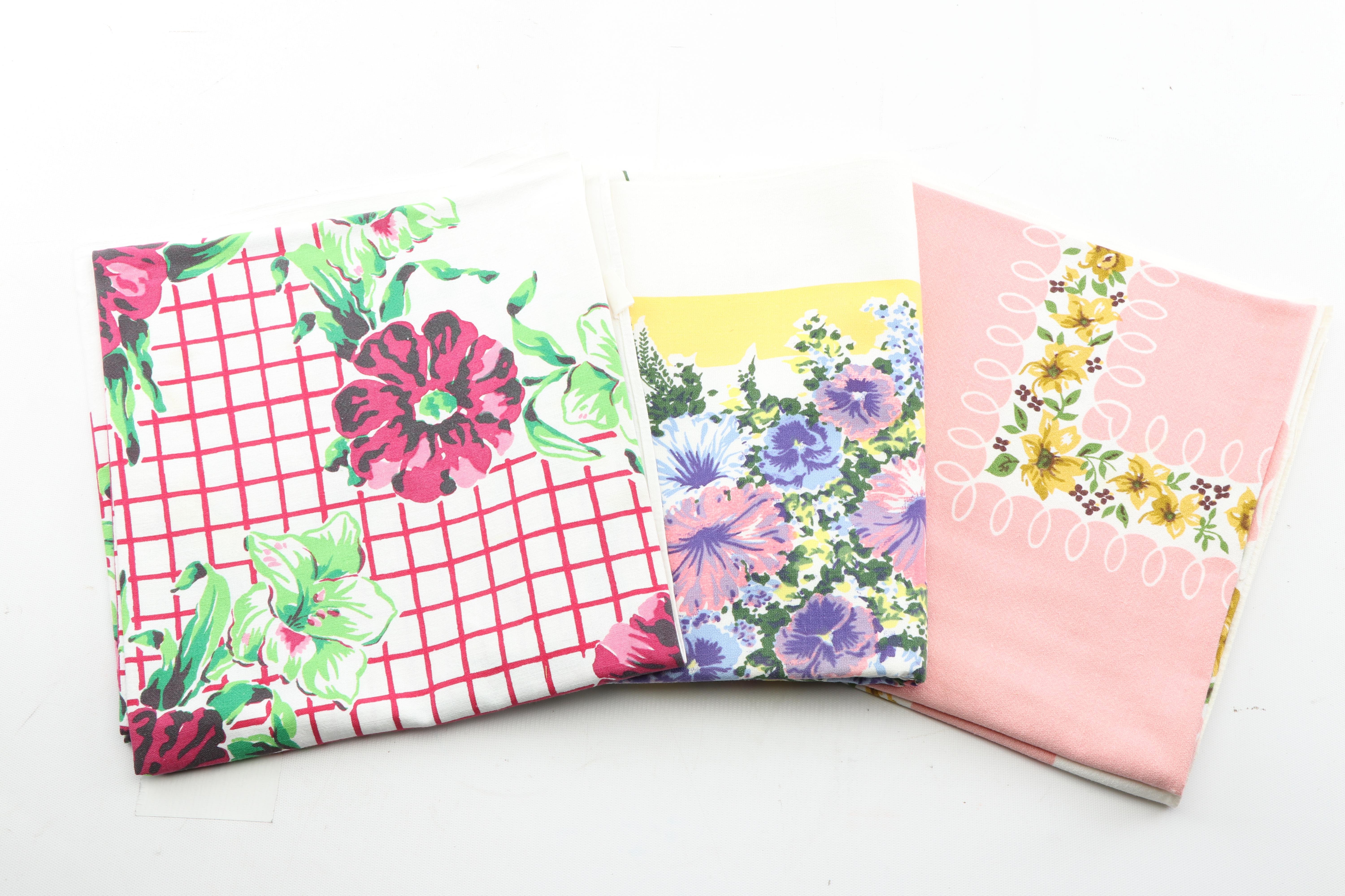 Mid-Century Floral Printed Tablecloths, Vintage