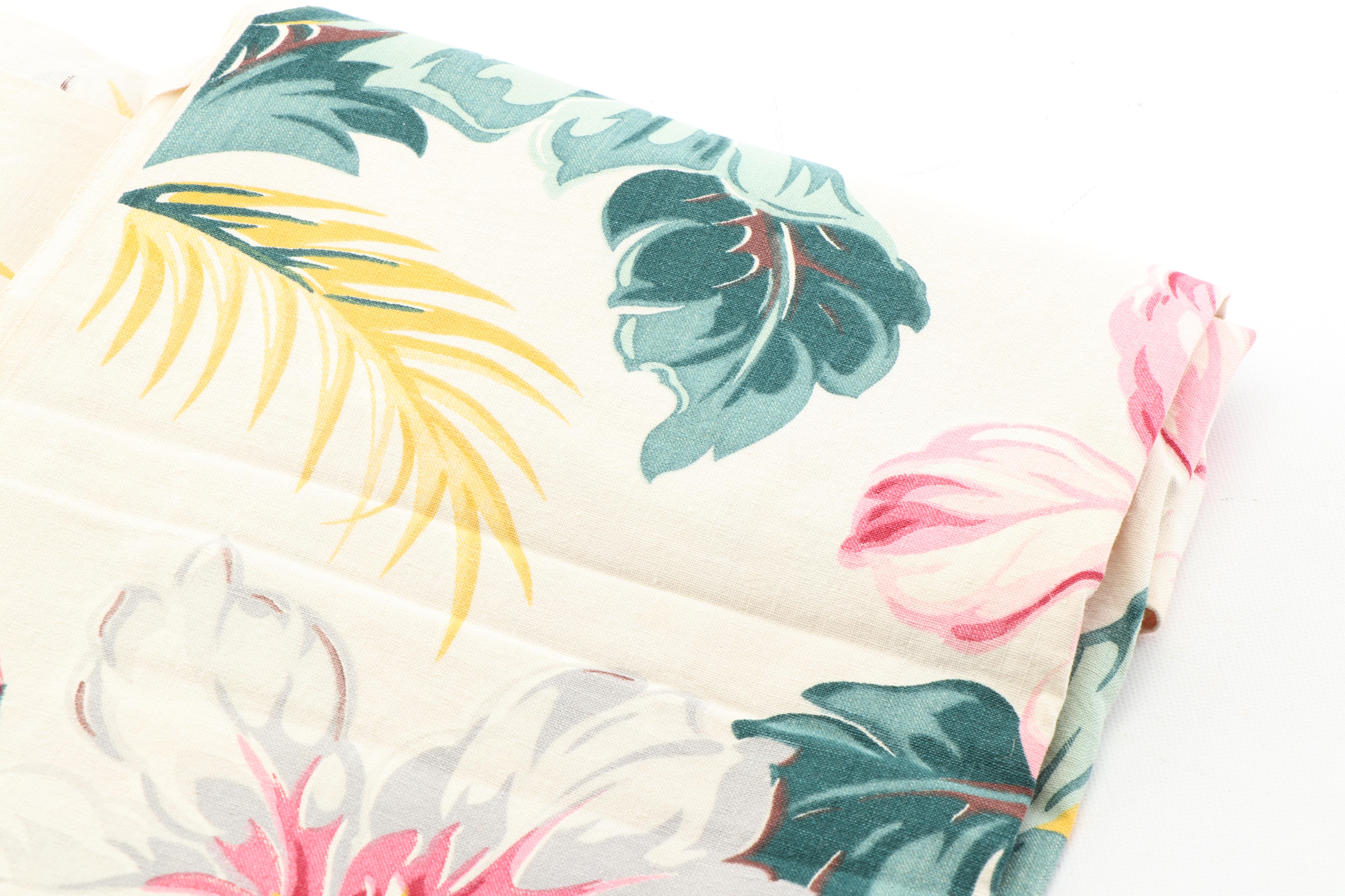 Tropical Print Woven Drapery Panels, Mid-Century