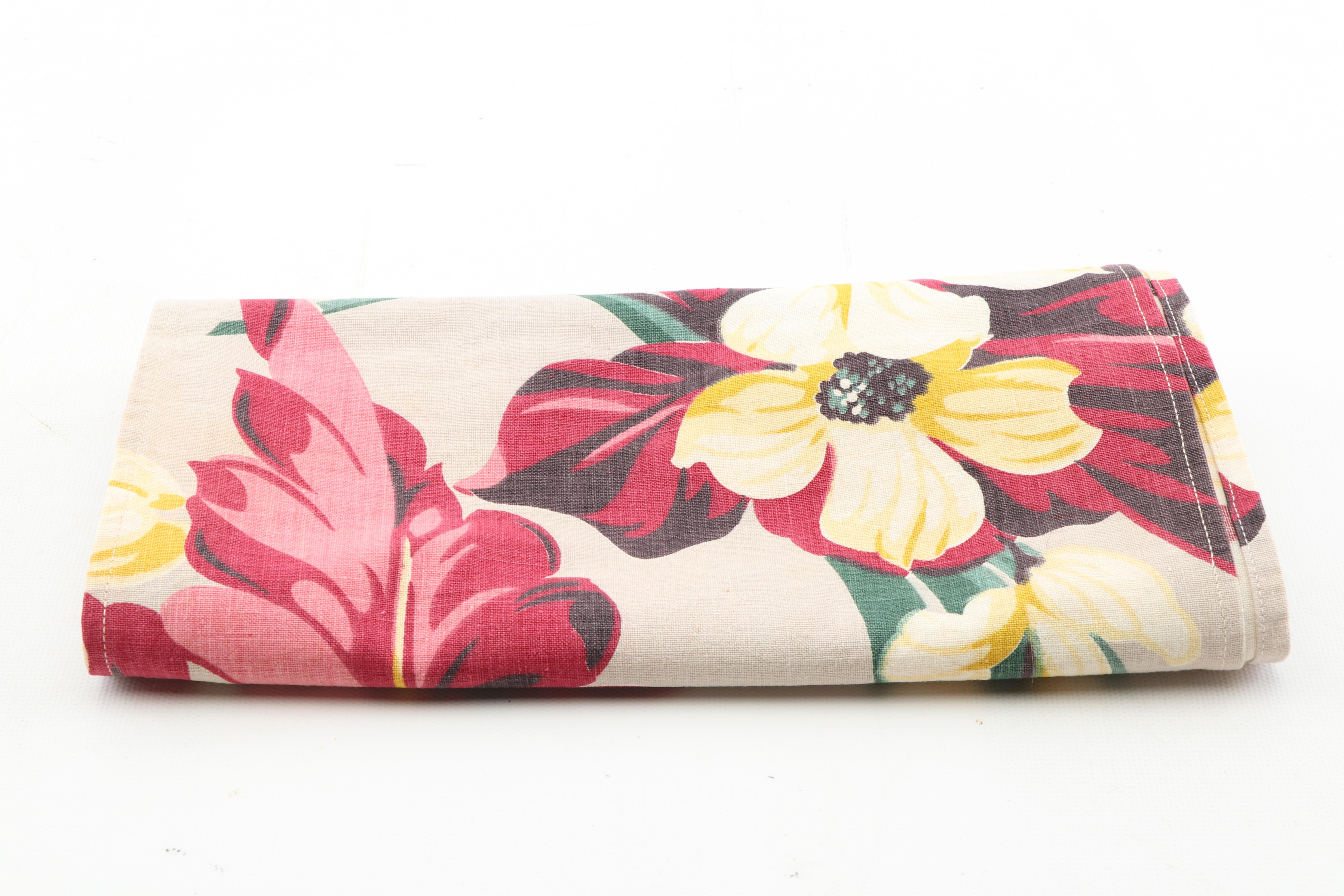 Tropical Print Woven Drapery Panels, Mid-Century