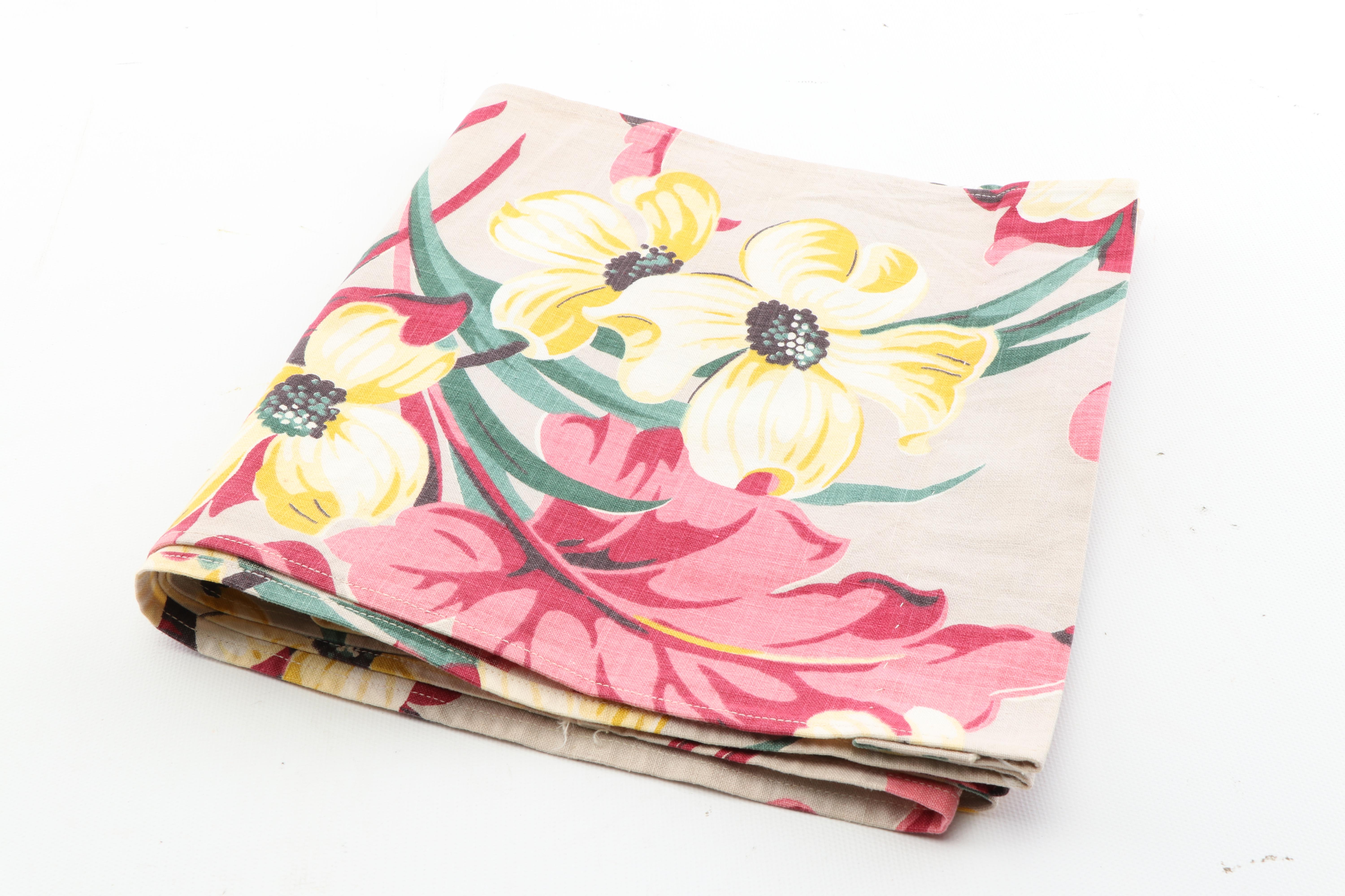 Tropical Print Woven Drapery Panels, Mid-Century