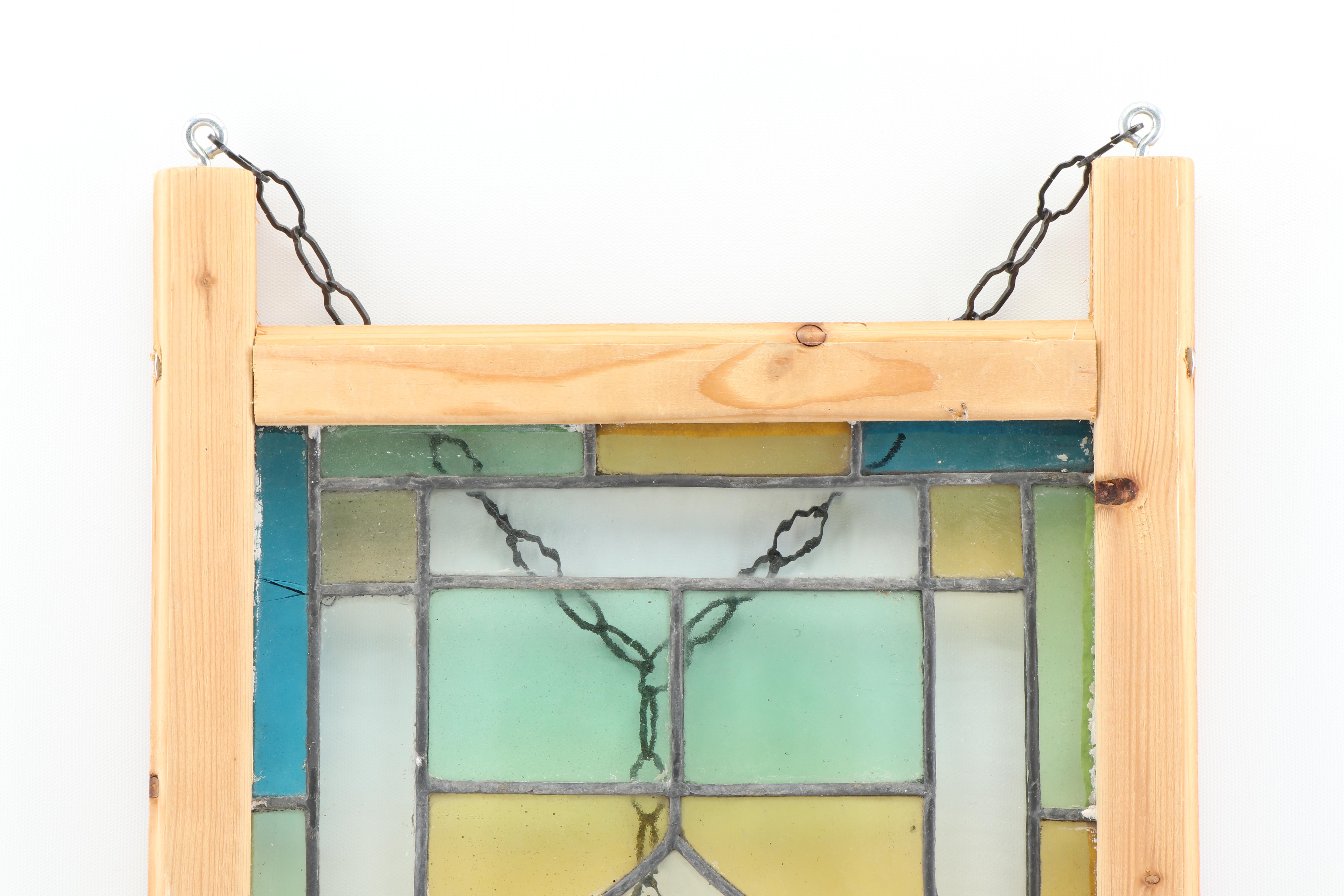 Pine Framed Stained Glass Panels