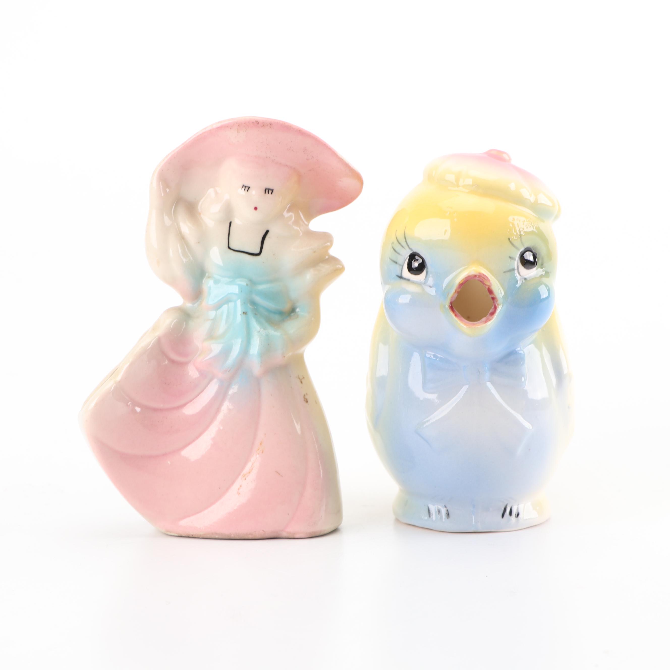 Ceramic Figural Planters and Creamer, Mid-Century