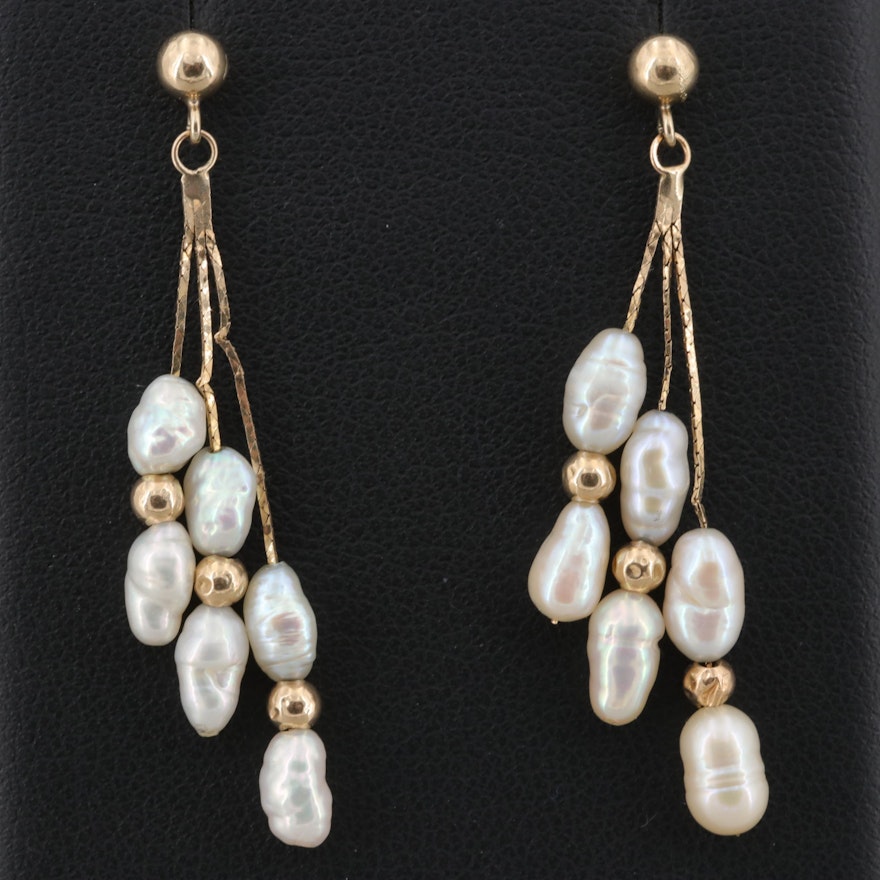 14K Yellow Gold Cultured Pearl Earrings