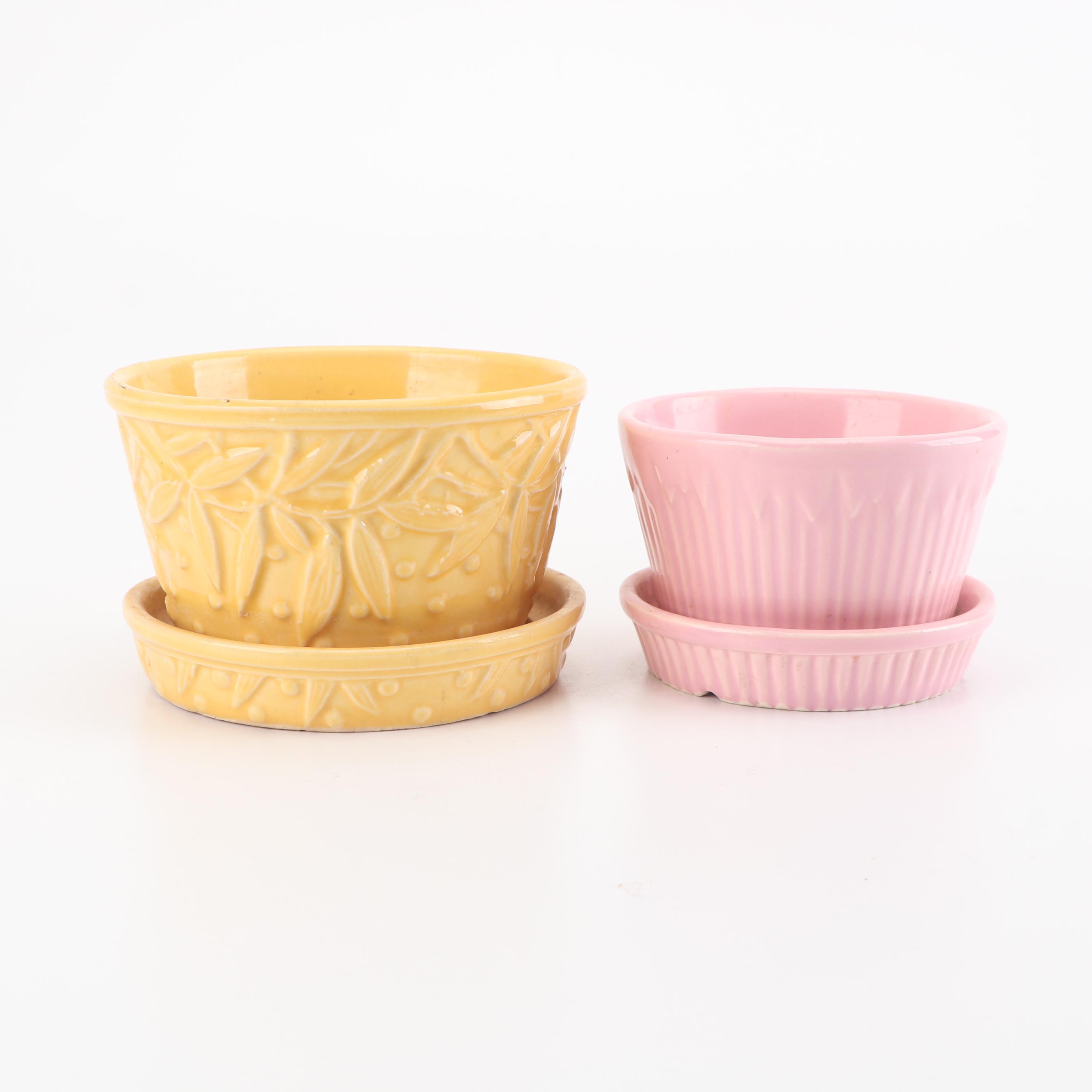 McCoy and Morton Pastel Ceramic Planters, Mid-20th Century