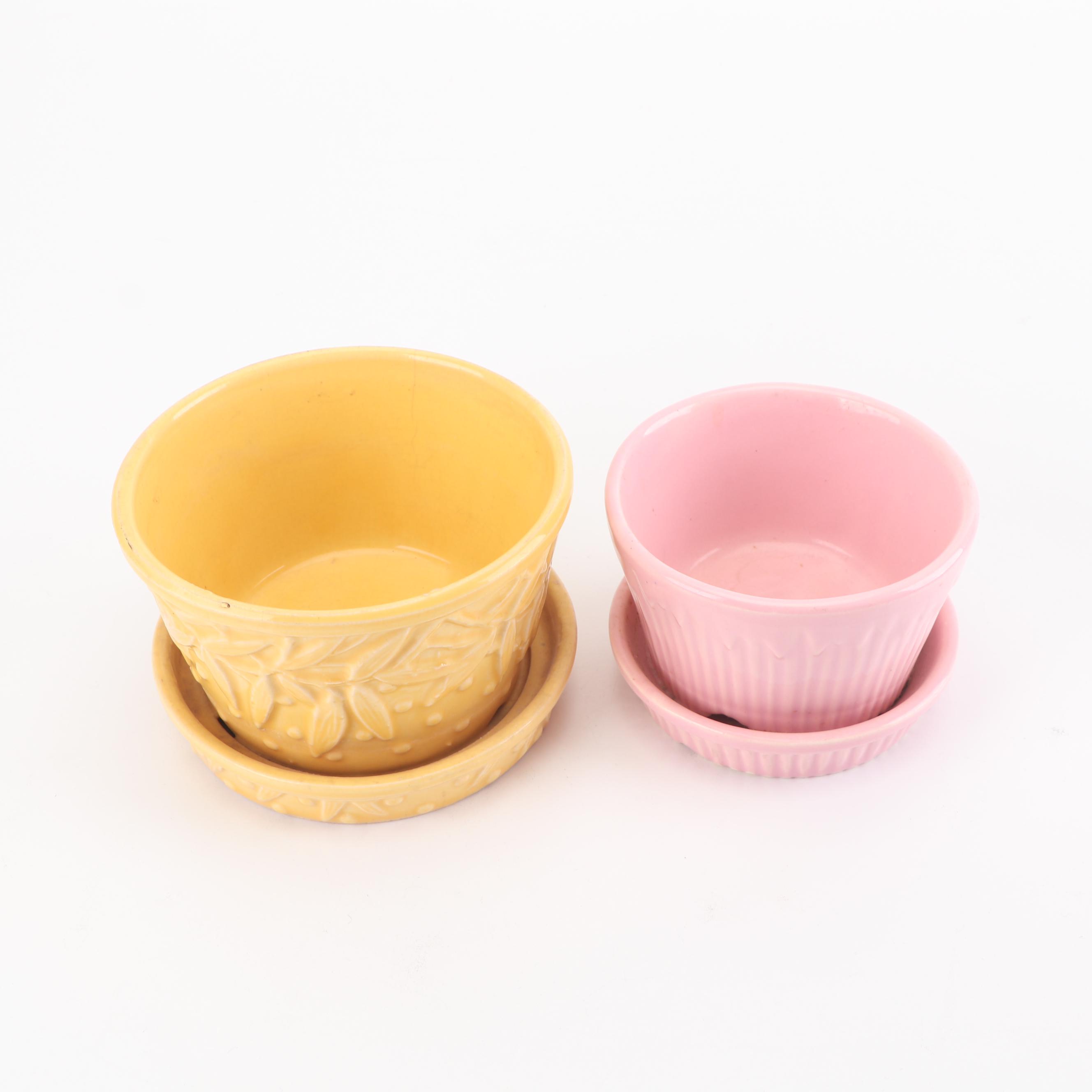 McCoy and Morton Pastel Ceramic Planters, Mid-20th Century