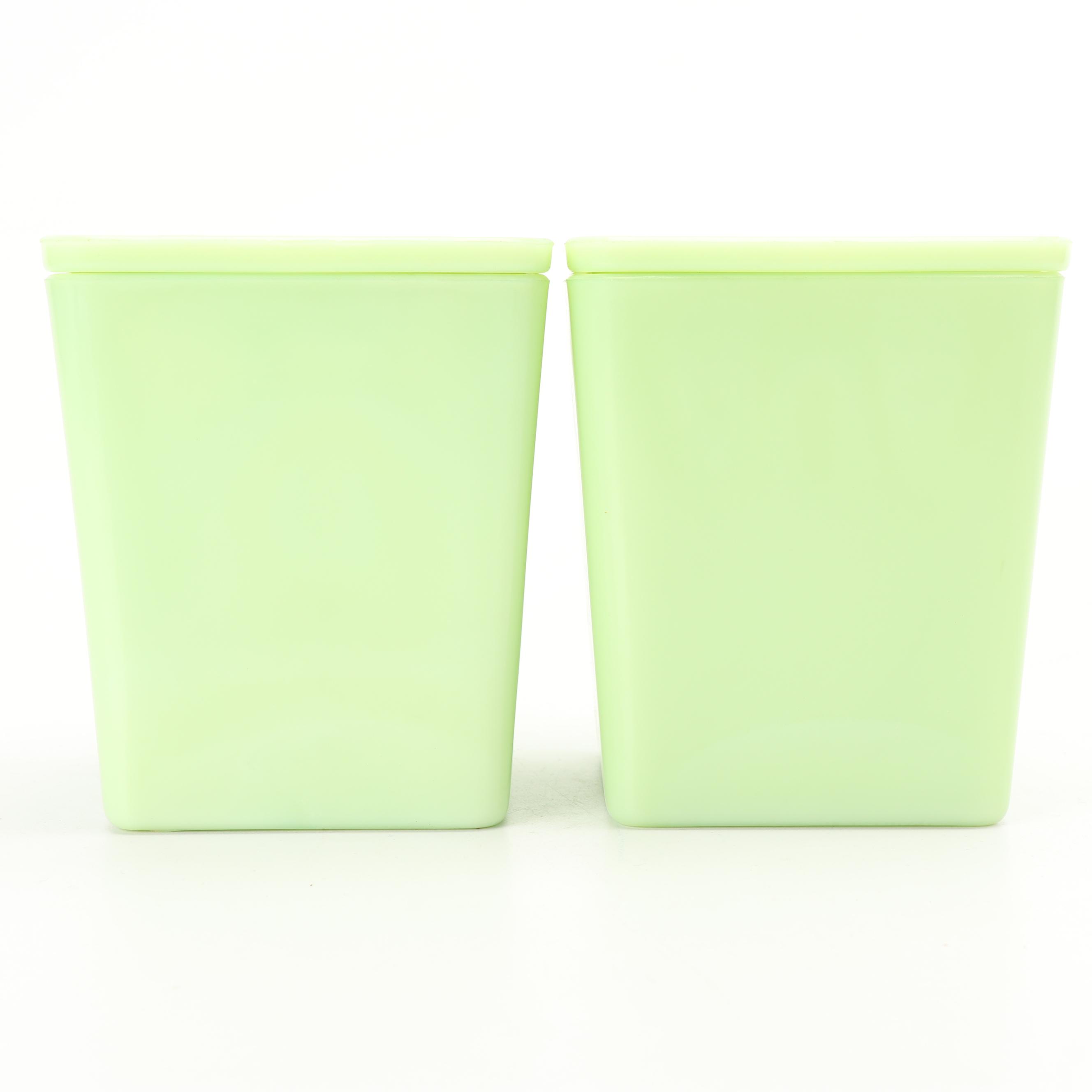 Jeannette Jadeite Glass Coffee and Tea Canisters, Mid-Century