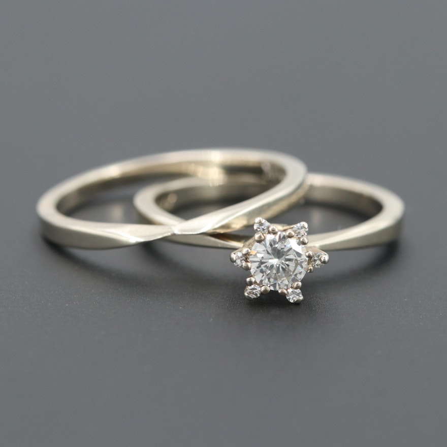 14k White Gold Diamond Ring Set